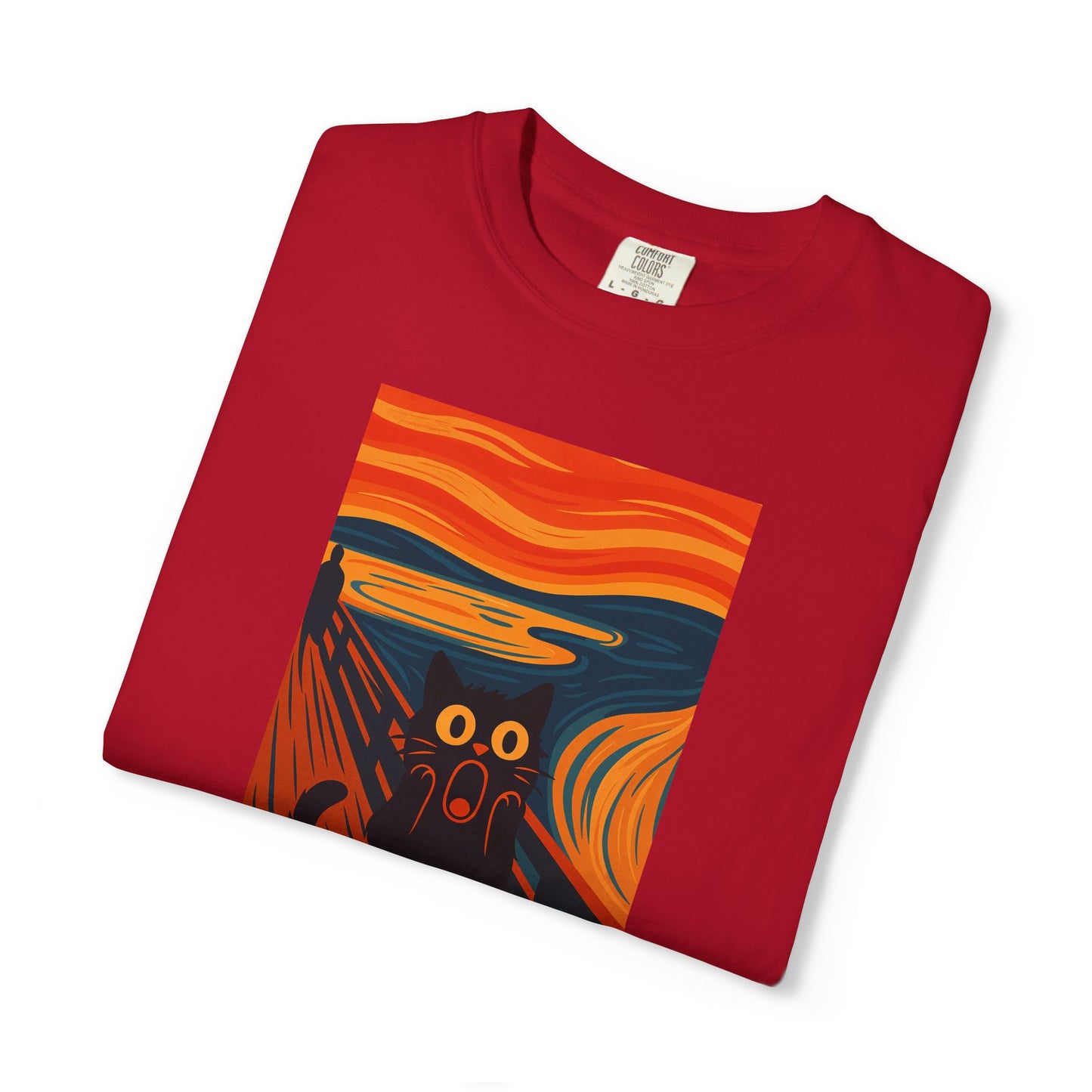T-Shirt: The Screamed Cat - Funny Munch Scream Parody Tee - Bold Unisex Graphic Shirt for Art Fans and Cat Lovers