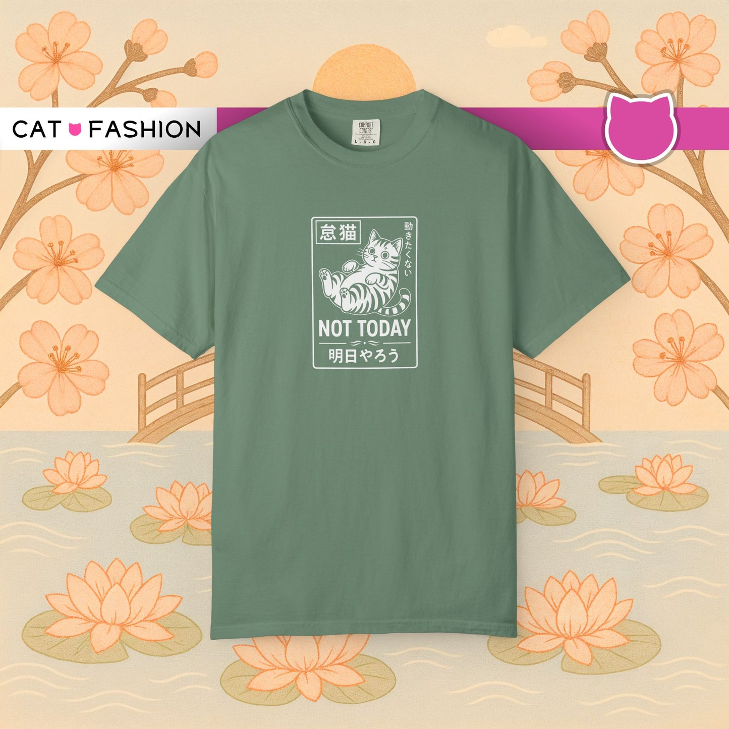 T-Shirt: Not Today Lazy Cat – Japanese Style Funny Cat Graphic Tee – Cool Unisex Shirt for Chill Vibes & Cat Lovers
