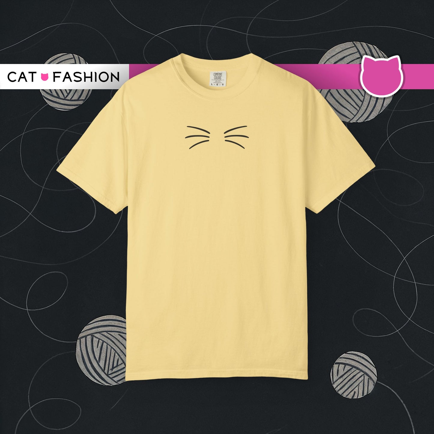 T-Shirt: Just Cat Whiskers – Minimalist Kitty Graphic Tee – Simple Cute Design Unisex Shirt for Everyday Style