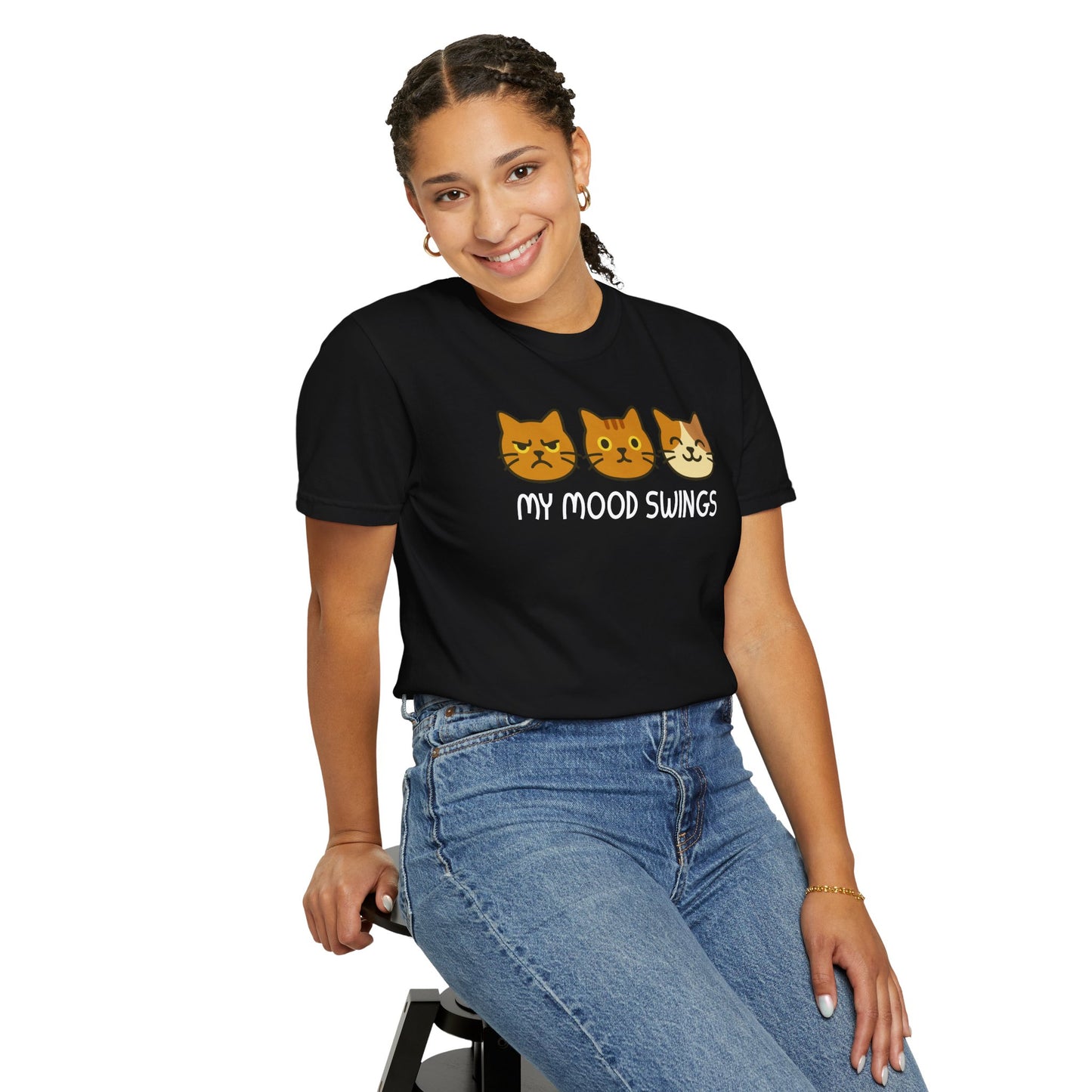 T-Shirt: My Mood Swings - Funny Cat Faces Graphic Tee - Cute Emotional Expression Shirt for Cat Lovers & Everyday Feels