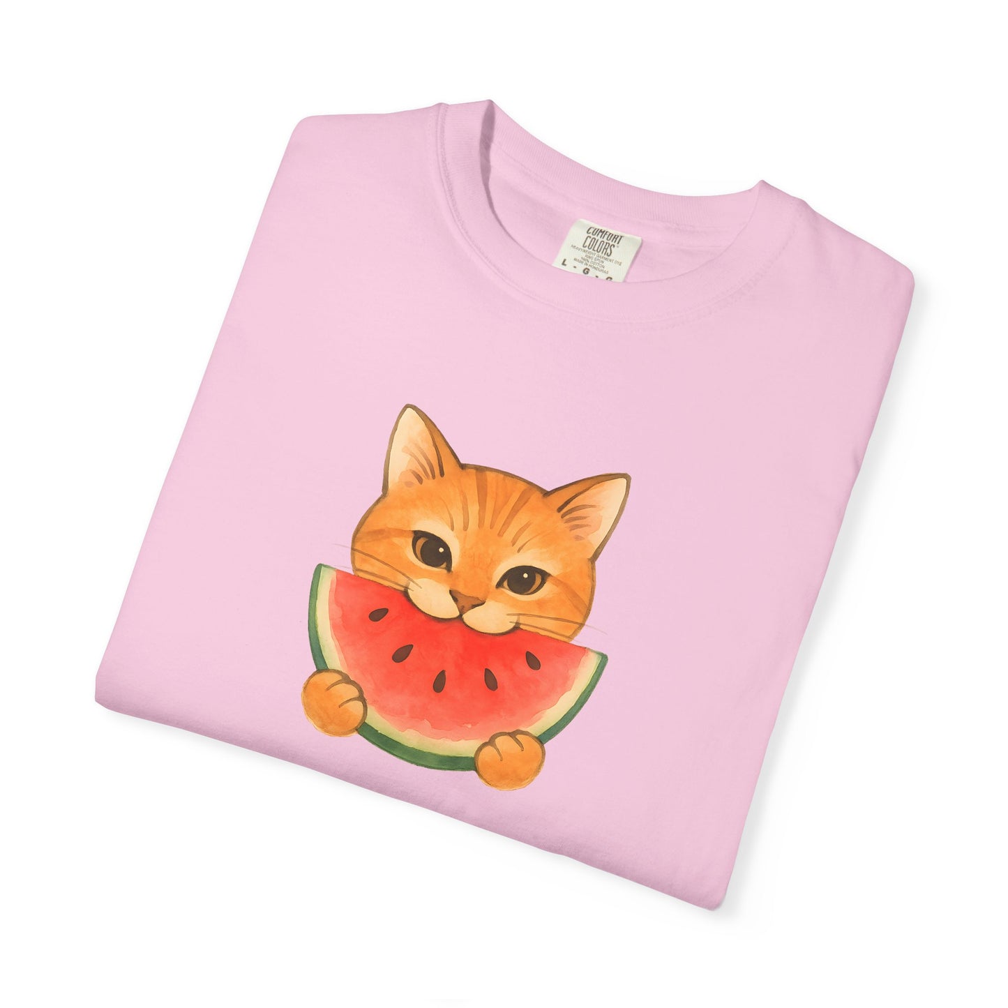 T-Shirt: Cat & Watermelon– Cute Watermelon Cat Graphic Tee – Fun Summer Fruit Unisex Shirt for Cat Lovers & Whimsical Vibes