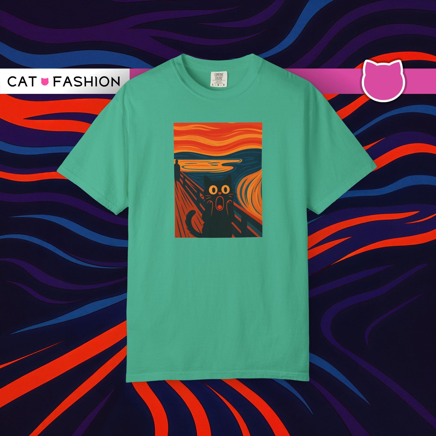 T-Shirt: The Screamed Cat - Funny Munch Scream Parody Tee - Bold Unisex Graphic Shirt for Art Fans and Cat Lovers