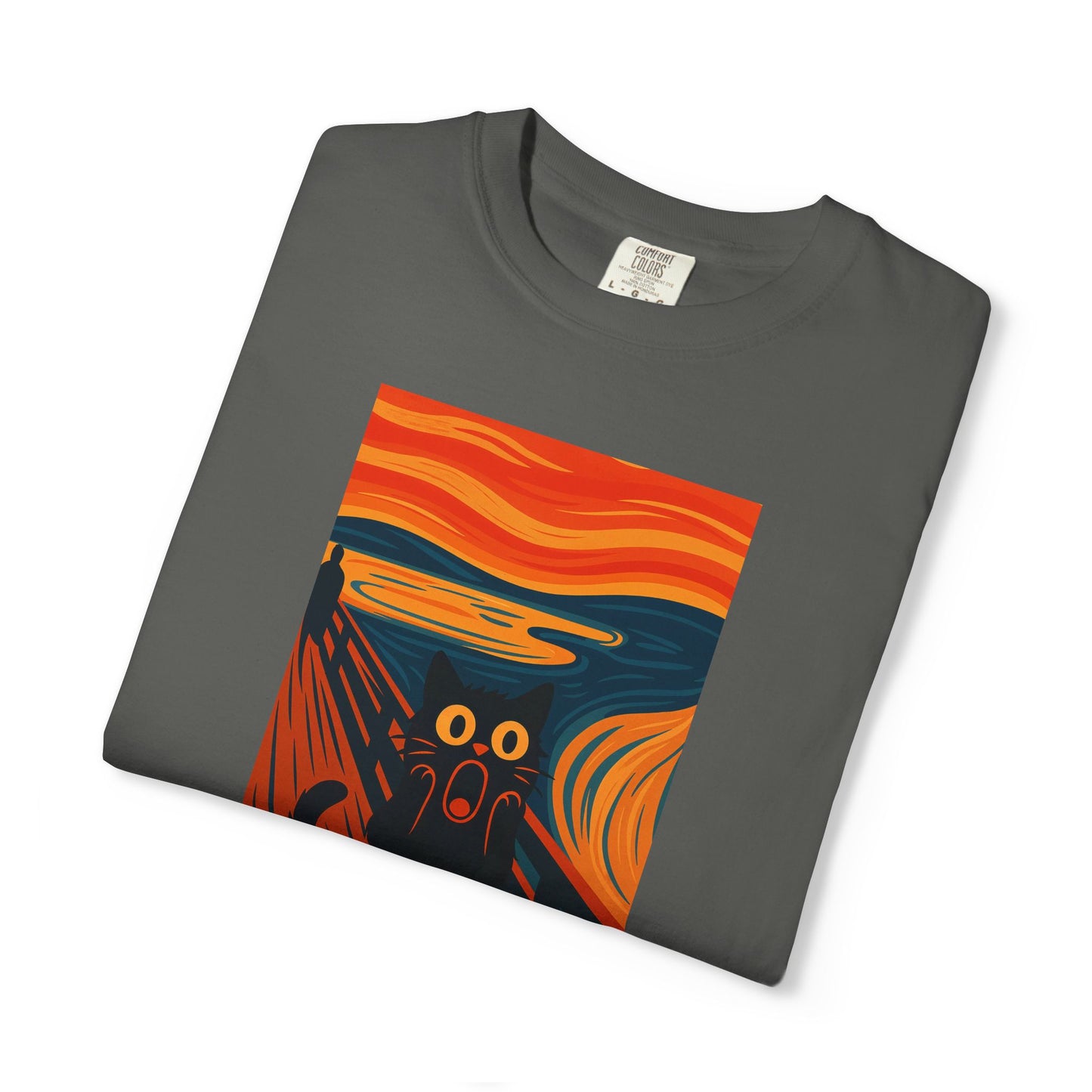 T-Shirt: The Screamed Cat - Funny Munch Scream Parody Tee - Bold Unisex Graphic Shirt for Art Fans and Cat Lovers