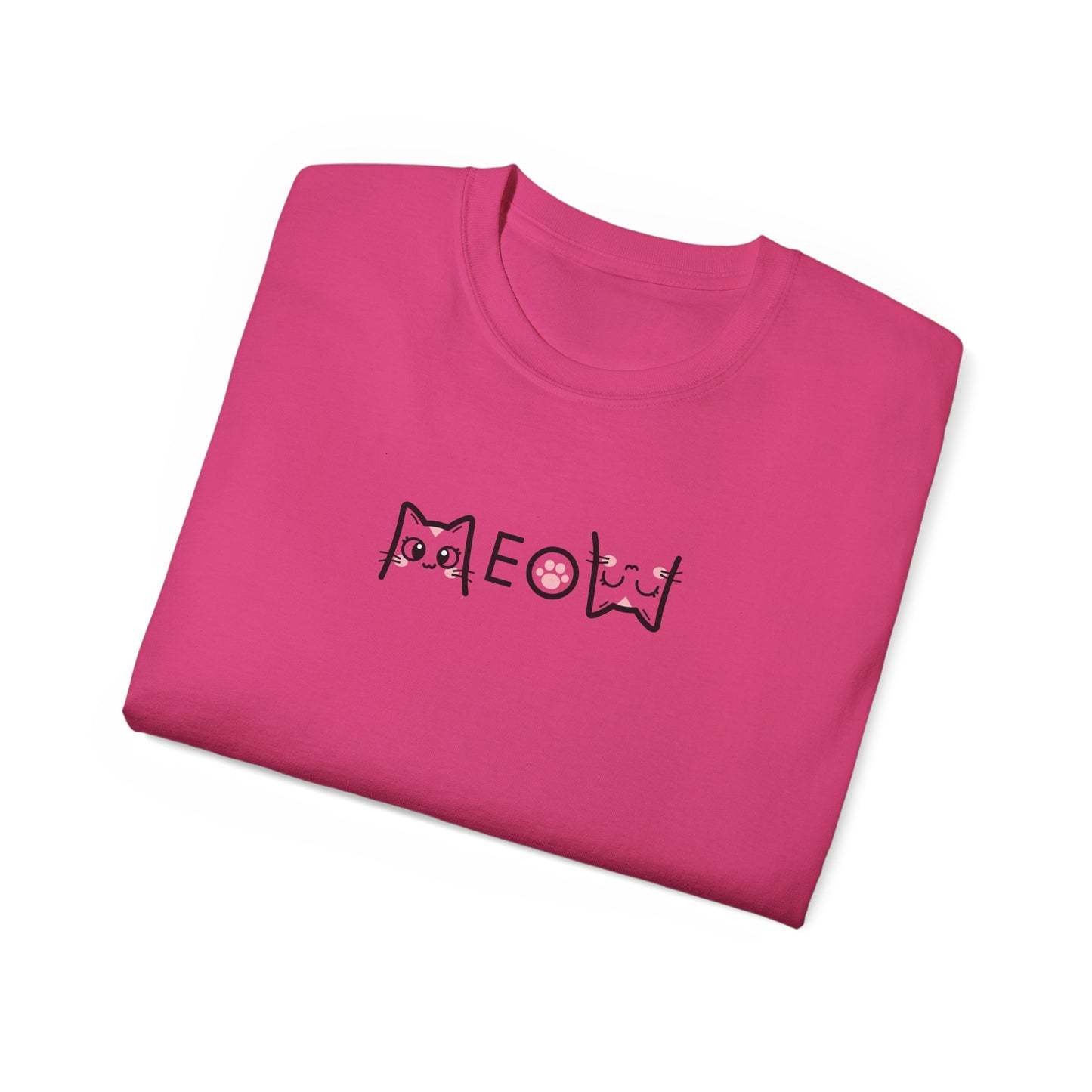 T-Shirt: Simple MEOW – Minimalist Cat Lettering Graphic Tee – Cute Unisex Shirt for Everyday Casual Style