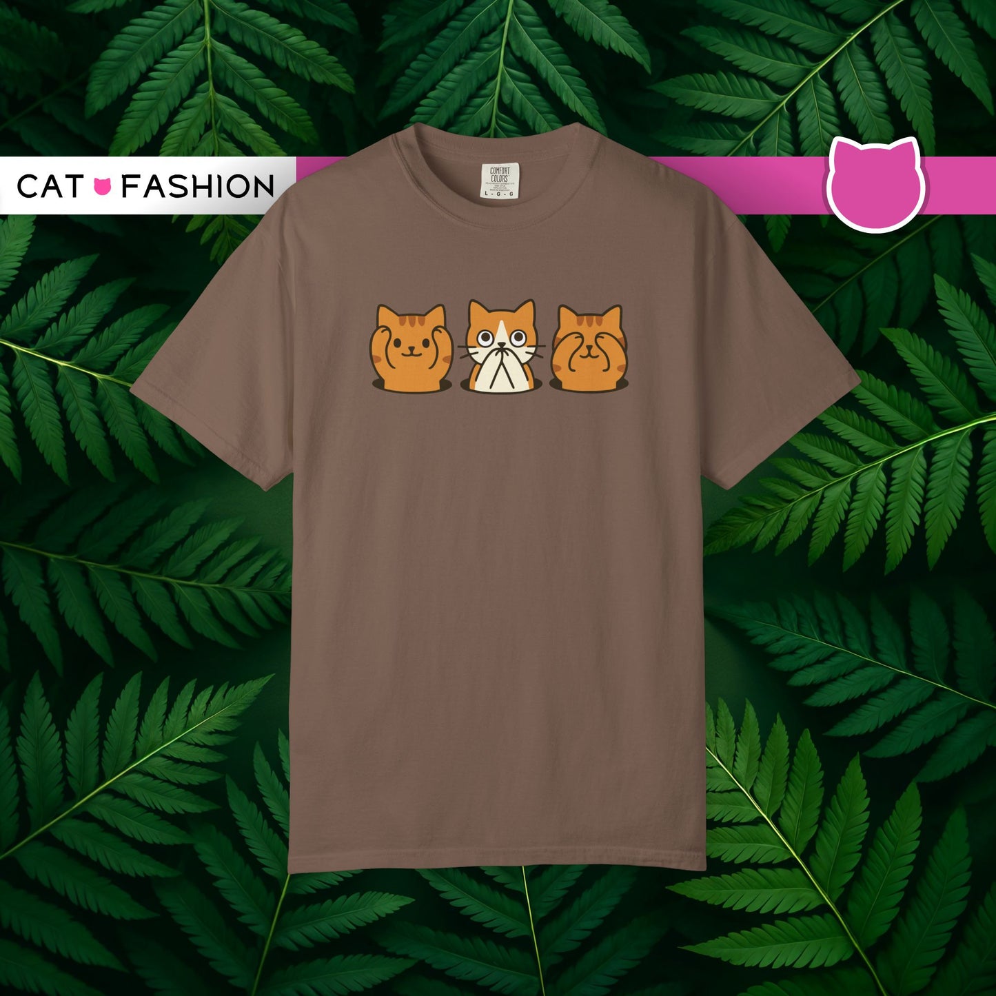 T-Shirt: Three Wise Cats - Funny See No Evil, Hear No Evil, Speak No Evil Kitty Tee - Cute Unisex Shirt for Cat Lovers