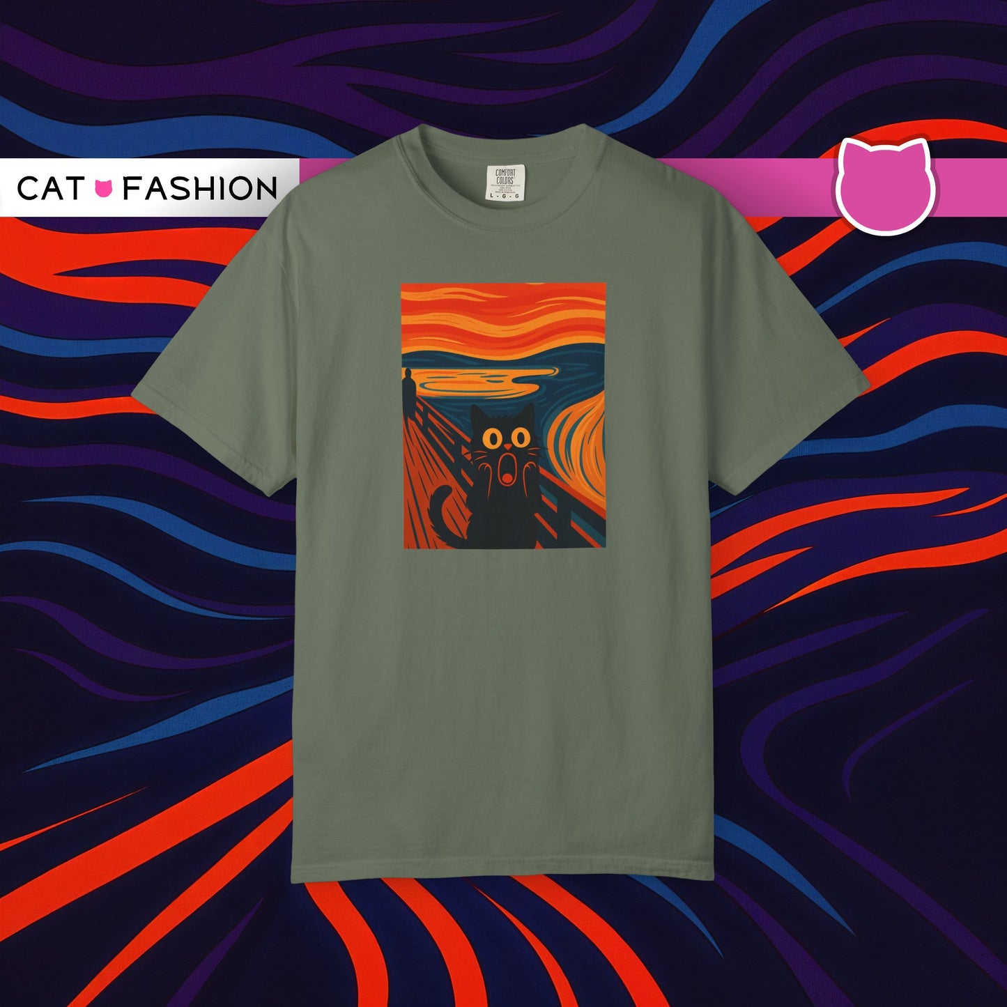 T-Shirt: The Screamed Cat - Funny Munch Scream Parody Tee - Bold Unisex Graphic Shirt for Art Fans and Cat Lovers