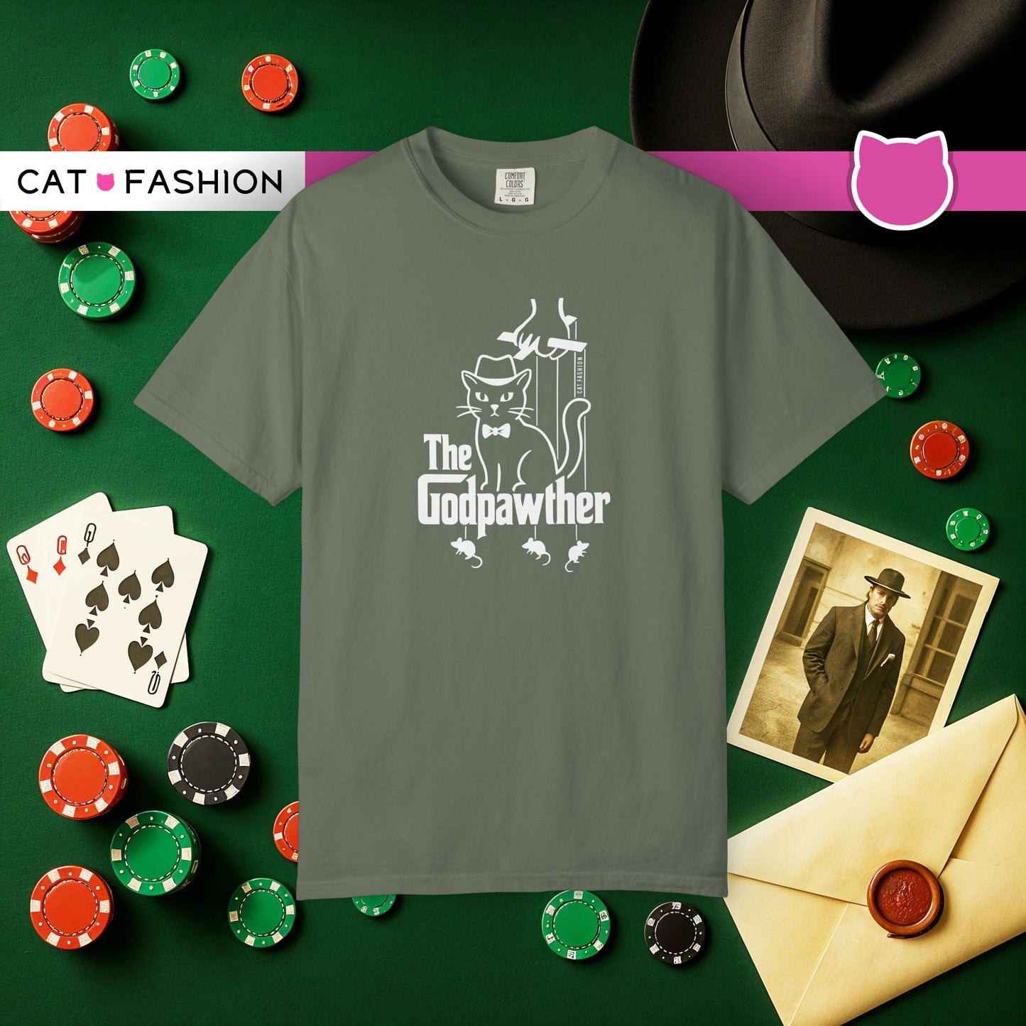 T-Shirt: The Godpawther – Funny Cat Mafia Parody Graphic Tee – Cool Unisex Shirt for Cat Lovers & Movie Fans