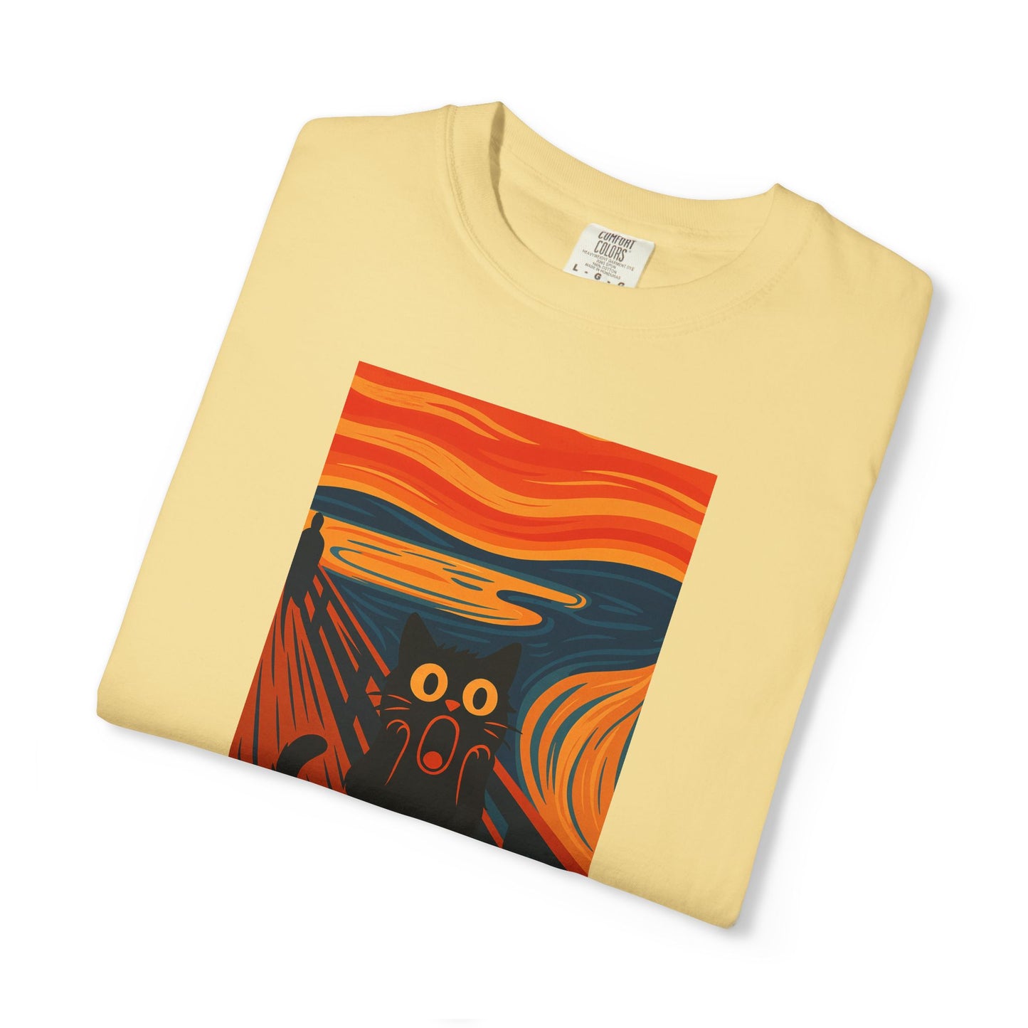 T-Shirt: The Screamed Cat - Funny Munch Scream Parody Tee - Bold Unisex Graphic Shirt for Art Fans and Cat Lovers