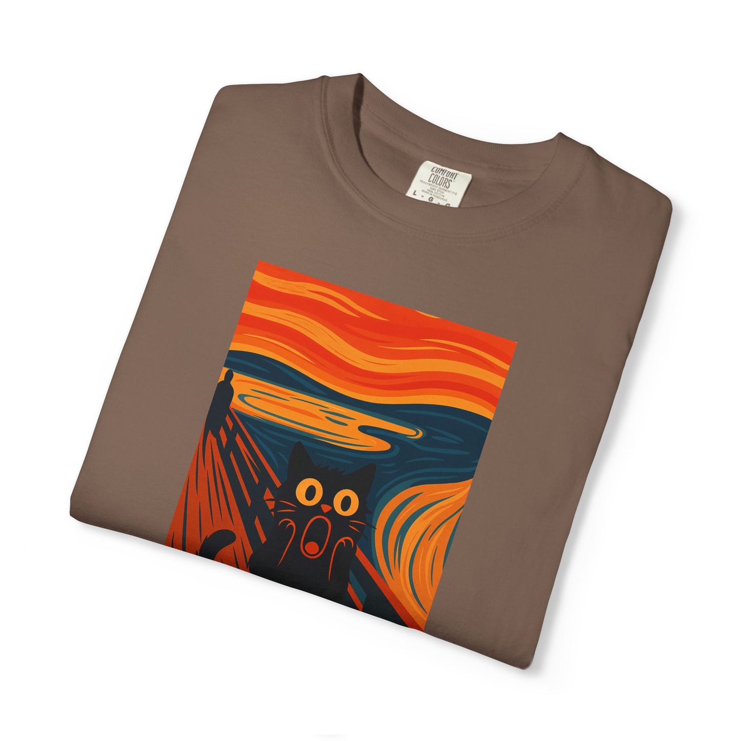 T-Shirt: The Screamed Cat - Funny Munch Scream Parody Tee - Bold Unisex Graphic Shirt for Art Fans and Cat Lovers