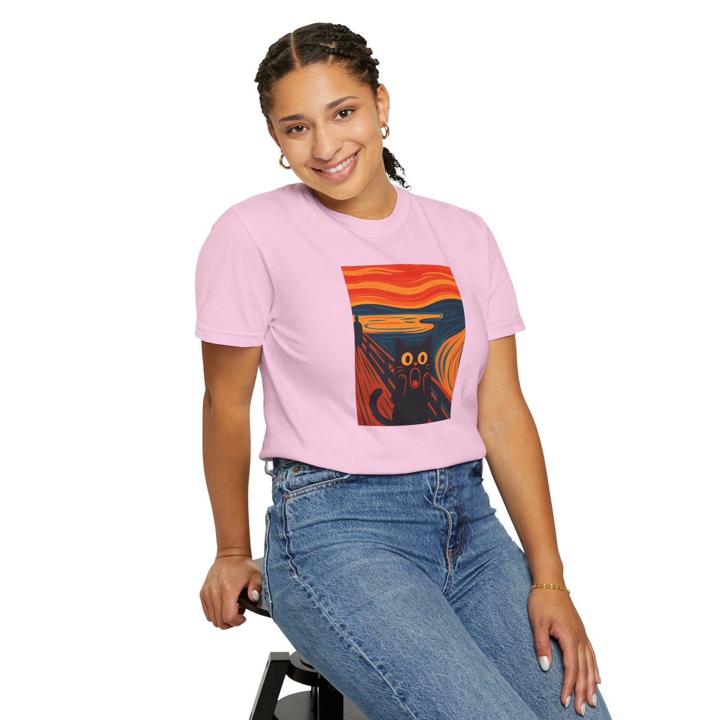 T-Shirt: The Screamed Cat - Funny Munch Scream Parody Tee - Bold Unisex Graphic Shirt for Art Fans and Cat Lovers