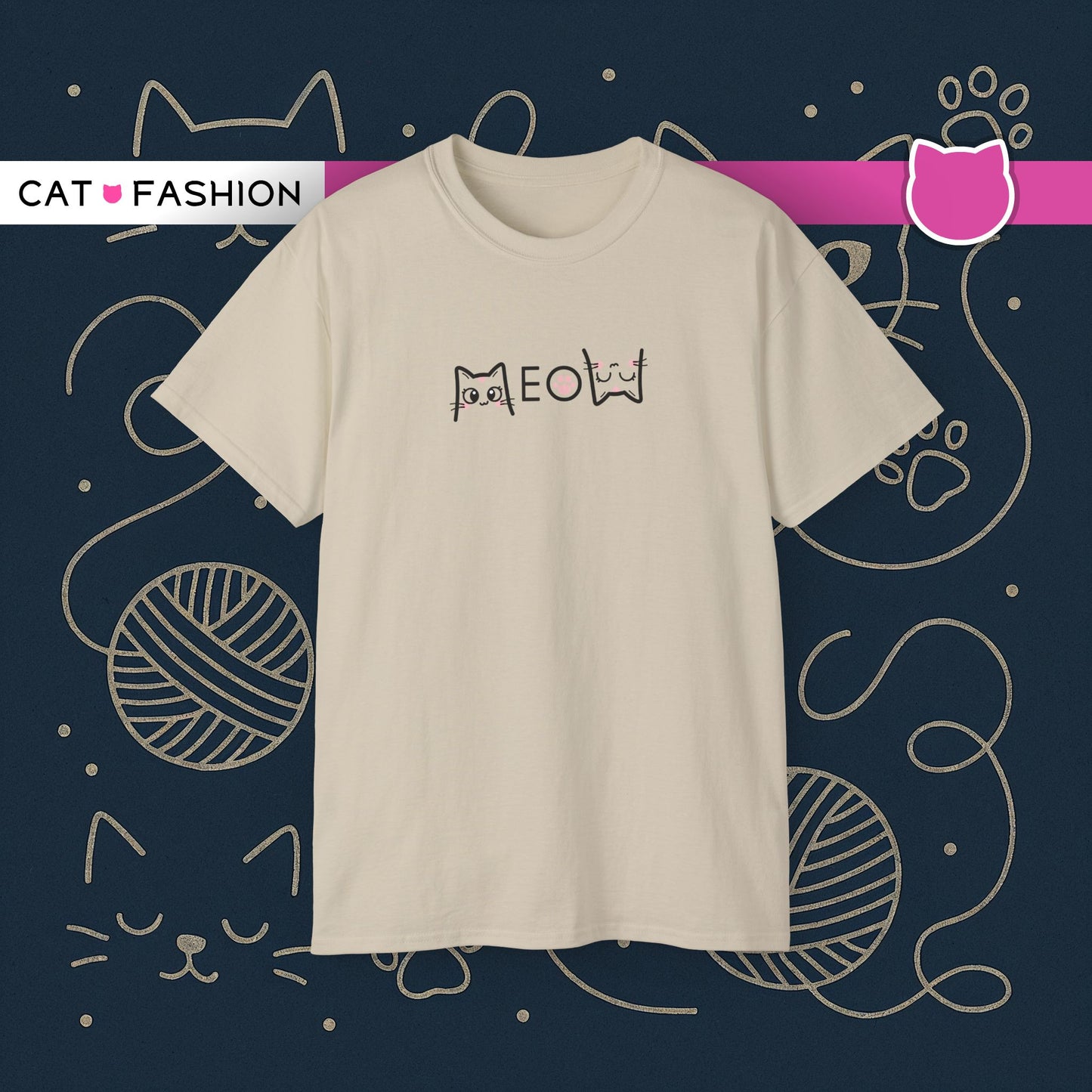 T-Shirt: Simple MEOW – Minimalist Cat Lettering Graphic Tee – Cute Unisex Shirt for Everyday Casual Style