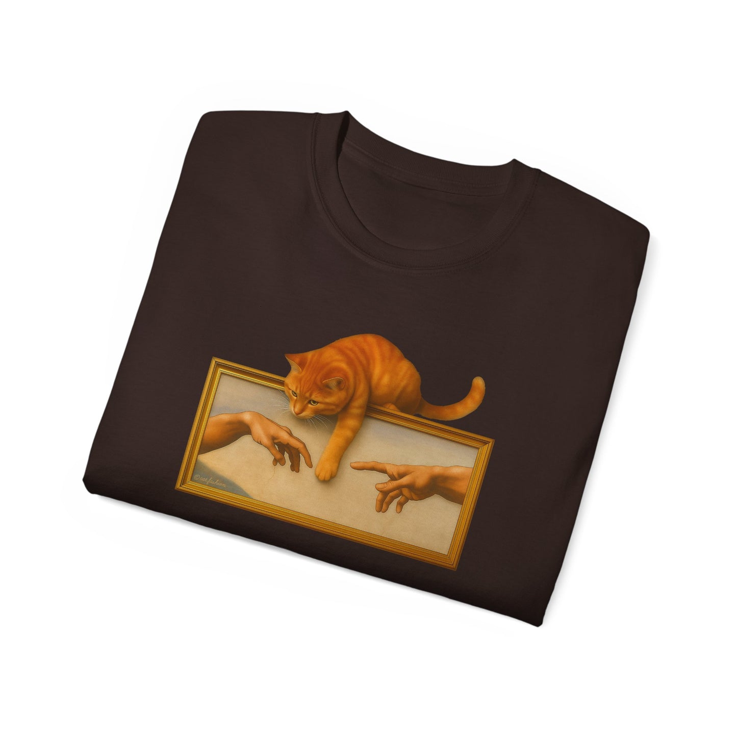 T-Shirt: Creation Interrupted – Funny Cat Parody of Michelangelo’s Art – Playful Graphic Tee for Cat Lovers & Humor Fans
