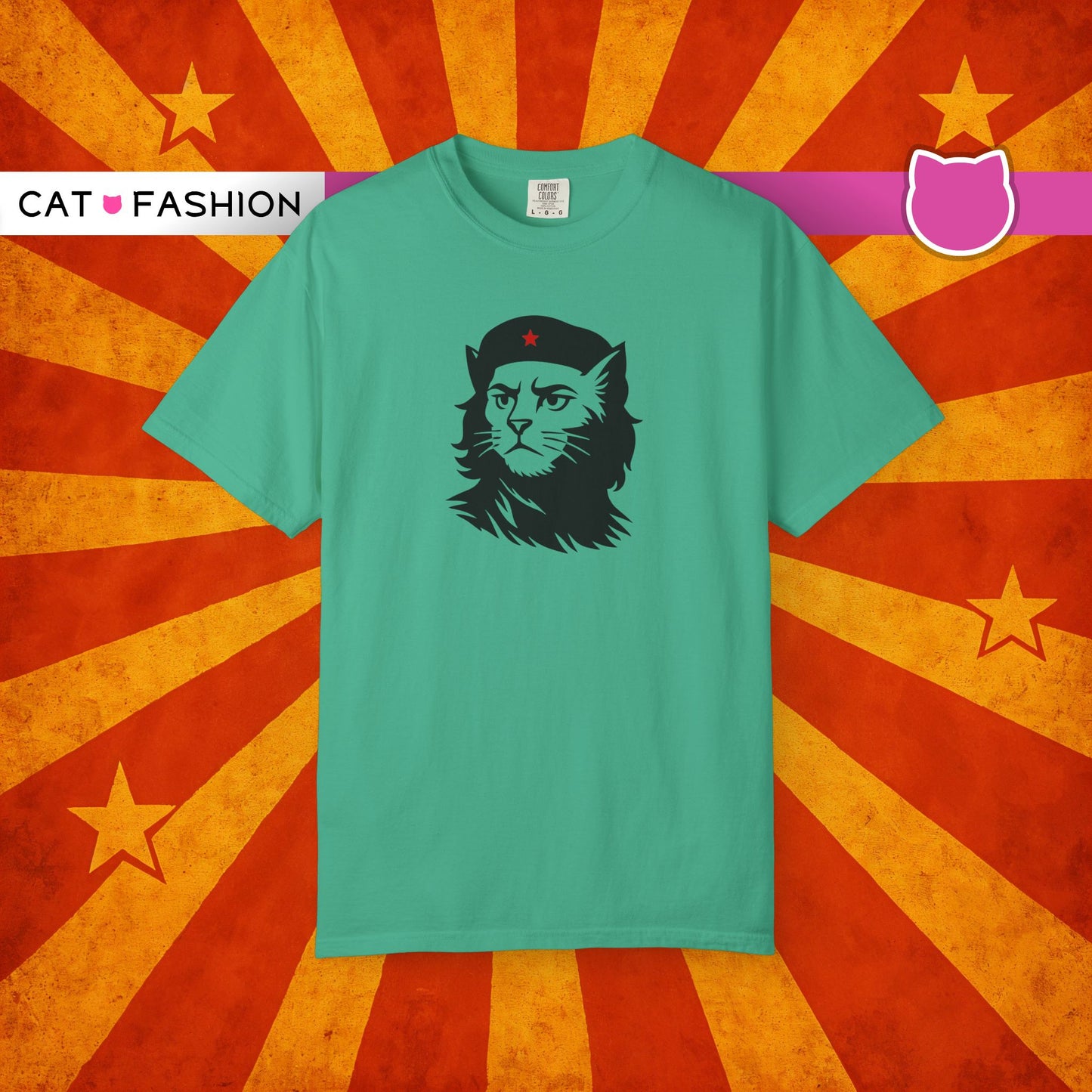 T-Shirt: Revolutionary Cat - Funny Che-Inspired Graphic Tee - Iconic Unisex Shirt for Cat Lovers and Political Satire Fans