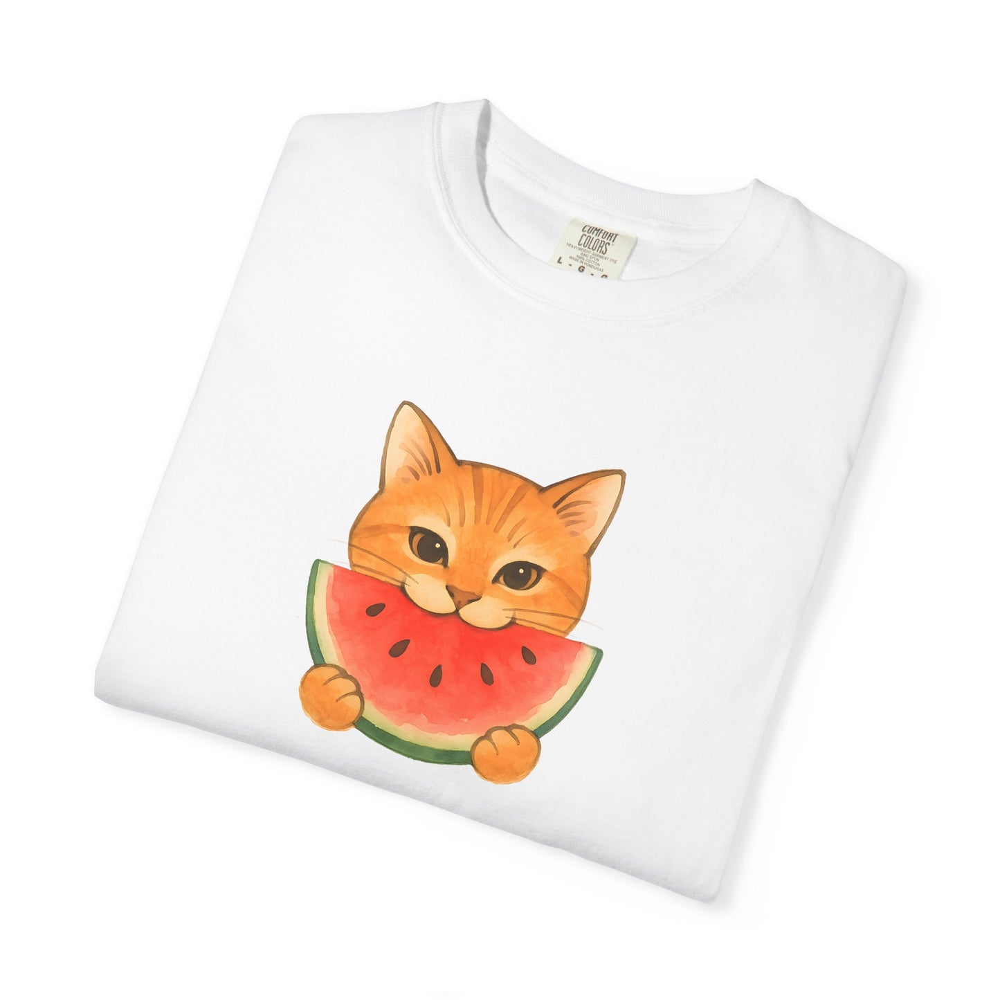 T-Shirt: Cat & Watermelon– Cute Watermelon Cat Graphic Tee – Fun Summer Fruit Unisex Shirt for Cat Lovers & Whimsical Vibes