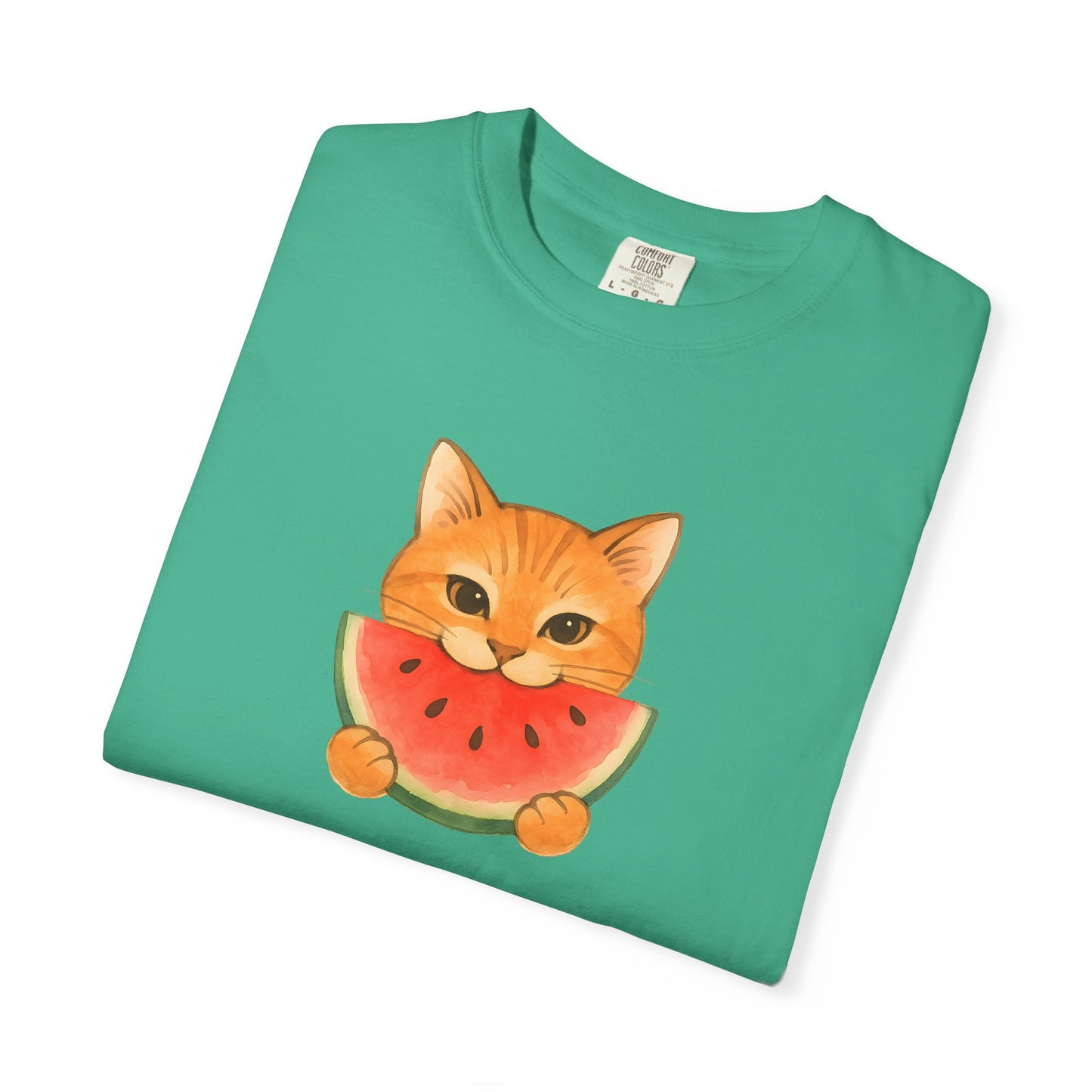 T-Shirt: Cat & Watermelon– Cute Watermelon Cat Graphic Tee – Fun Summer Fruit Unisex Shirt for Cat Lovers & Whimsical Vibes
