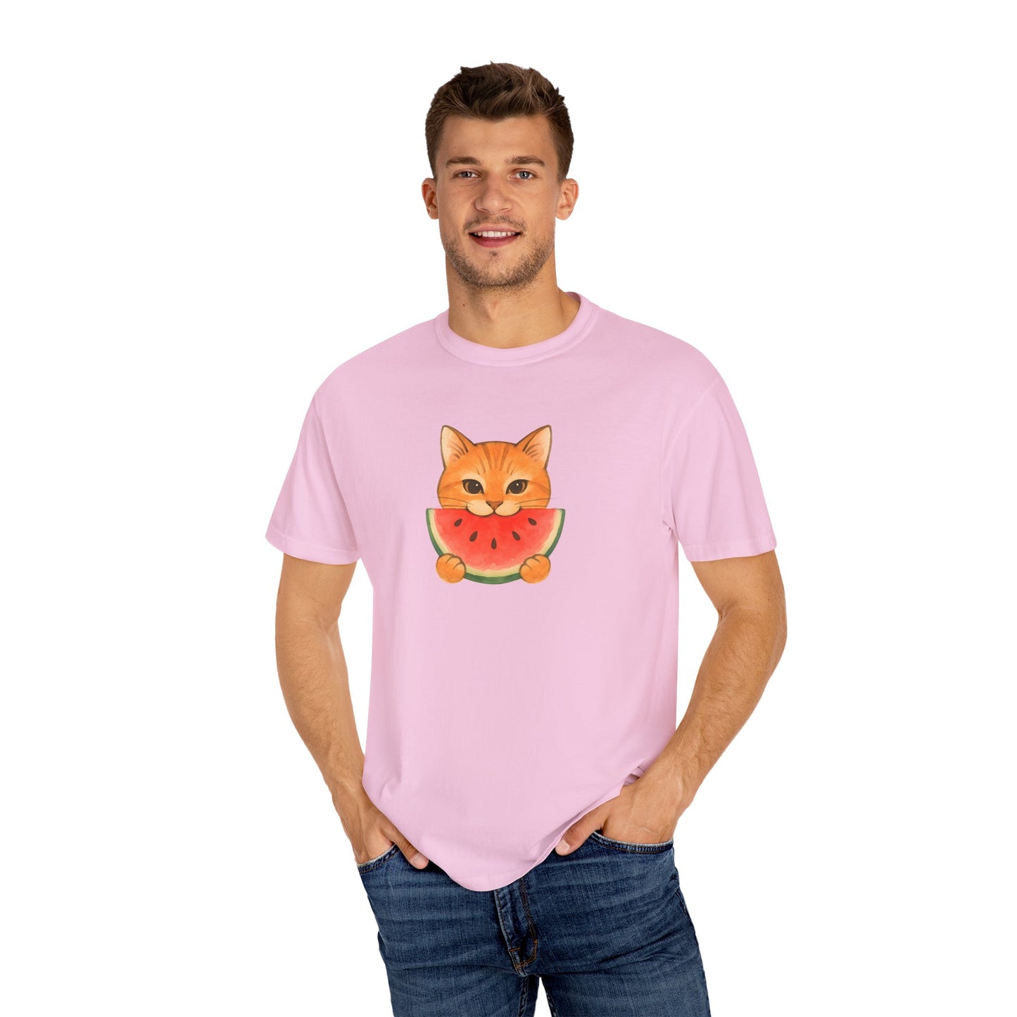 T-Shirt: Cat & Watermelon– Cute Watermelon Cat Graphic Tee – Fun Summer Fruit Unisex Shirt for Cat Lovers & Whimsical Vibes