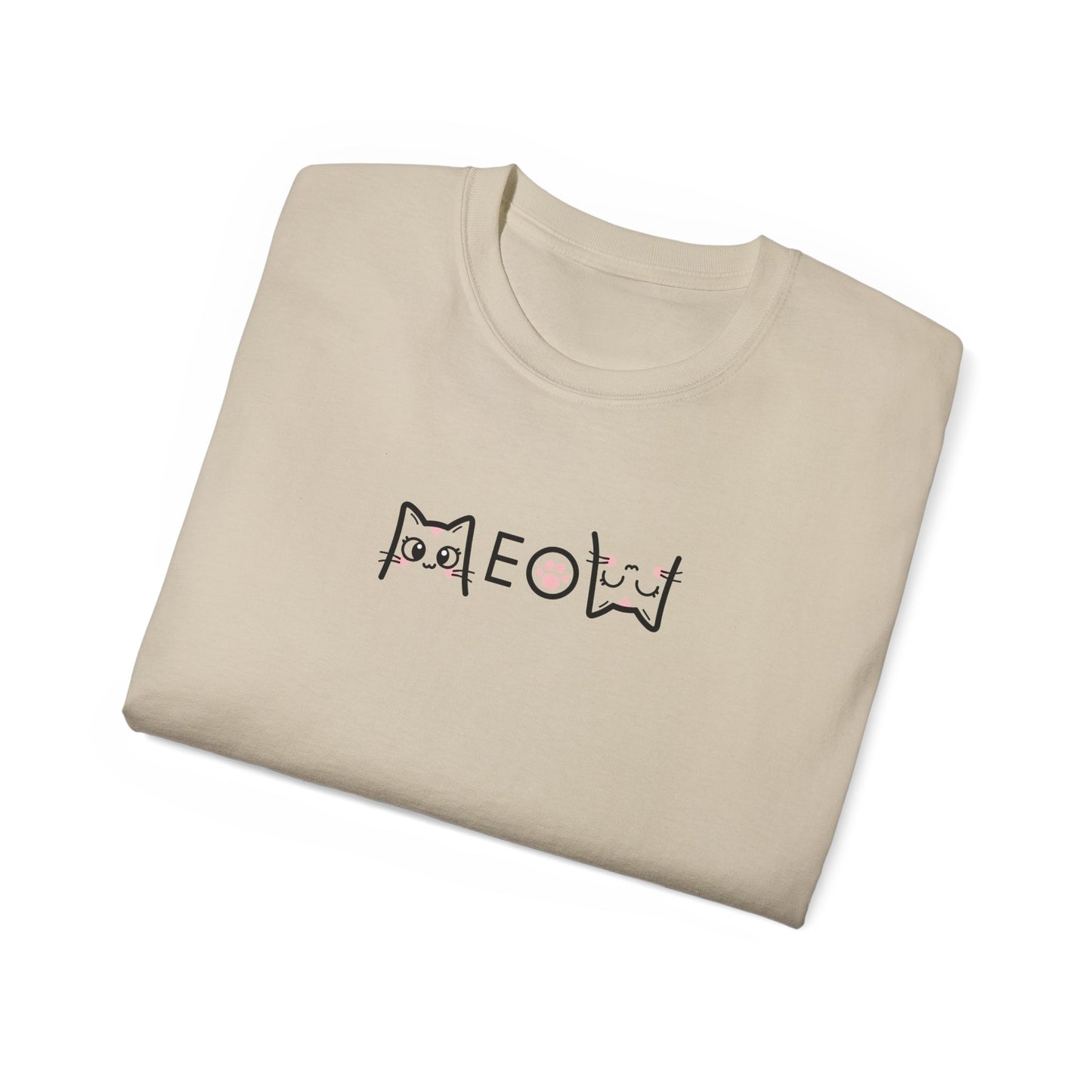 T-Shirt: Simple MEOW – Minimalist Cat Lettering Graphic Tee – Cute Unisex Shirt for Everyday Casual Style