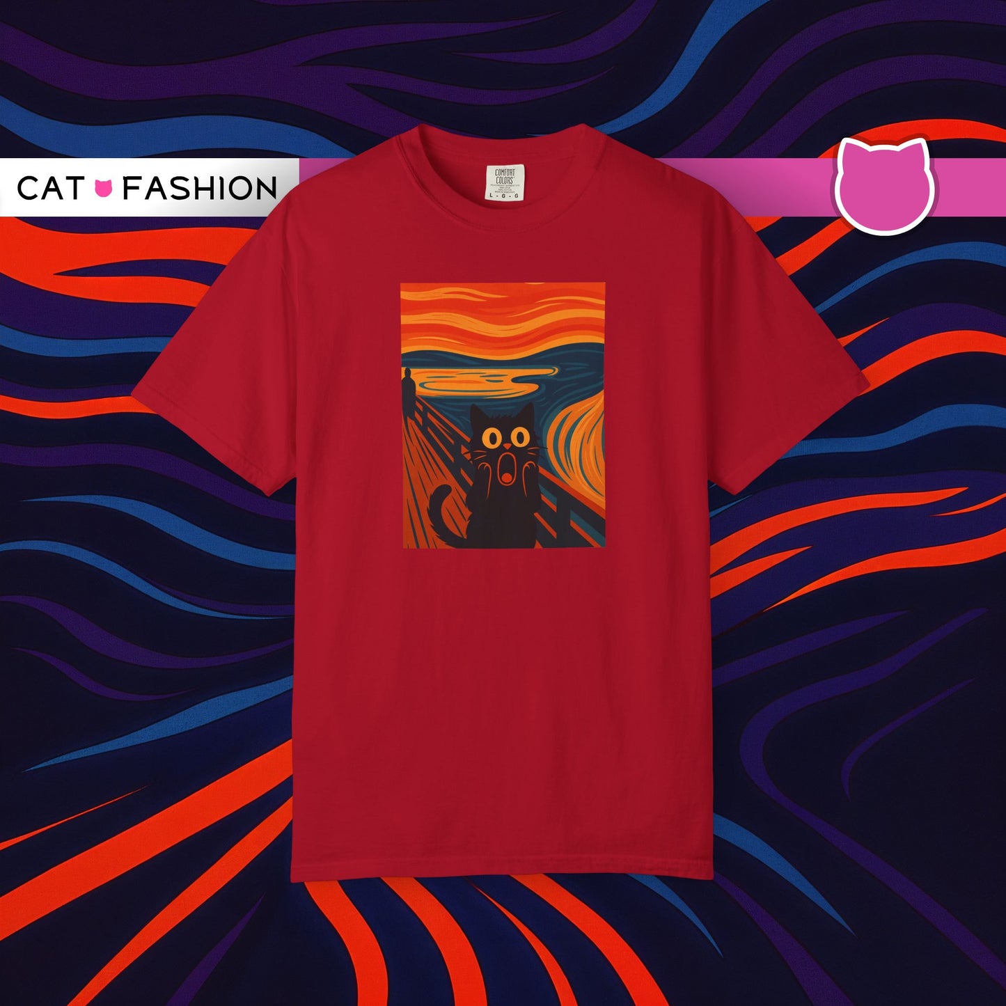 T-Shirt: The Screamed Cat - Funny Munch Scream Parody Tee - Bold Unisex Graphic Shirt for Art Fans and Cat Lovers