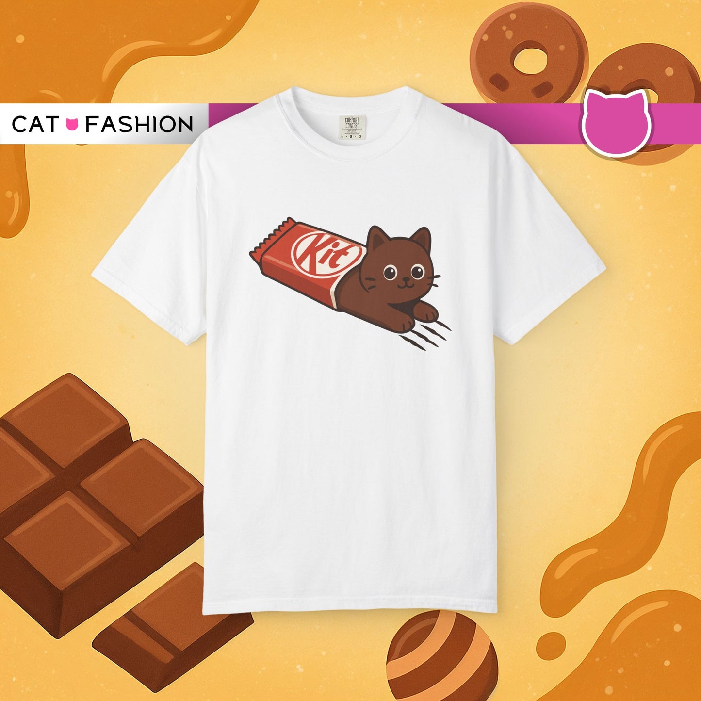 T-Shirt: KitCat Chocolate – Funny Kitten & Candy Bar Graphic Tee – Cute Cat Meme Shirt