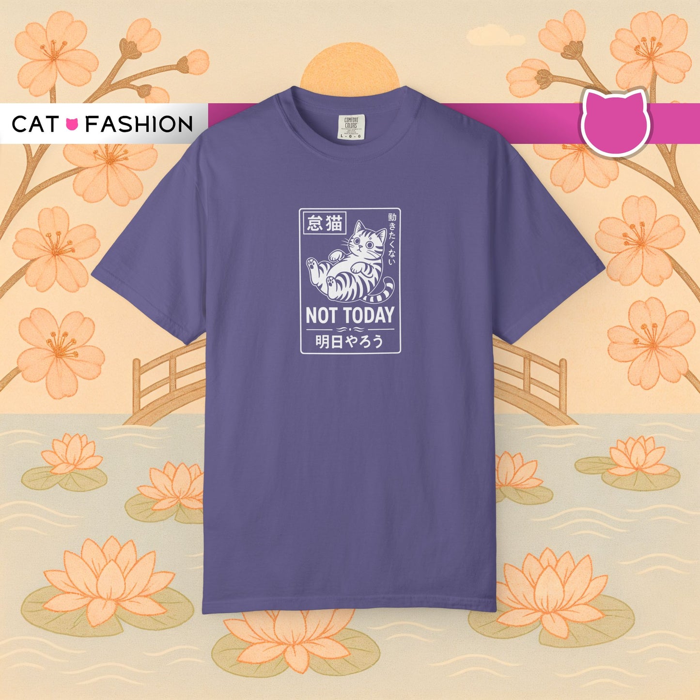 T-Shirt: Not Today Lazy Cat – Japanese Style Funny Cat Graphic Tee – Cool Unisex Shirt for Chill Vibes & Cat Lovers