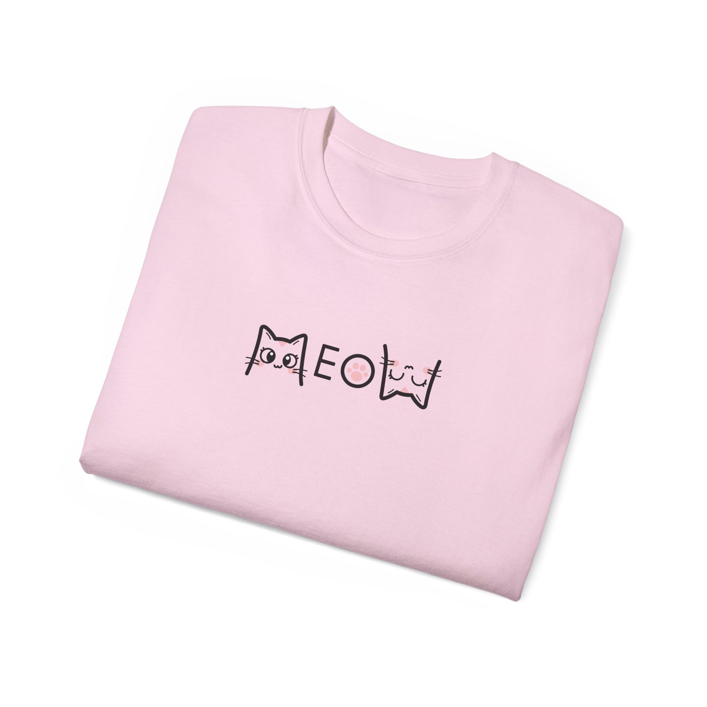 T-Shirt: Simple MEOW – Minimalist Cat Lettering Graphic Tee – Cute Unisex Shirt for Everyday Casual Style