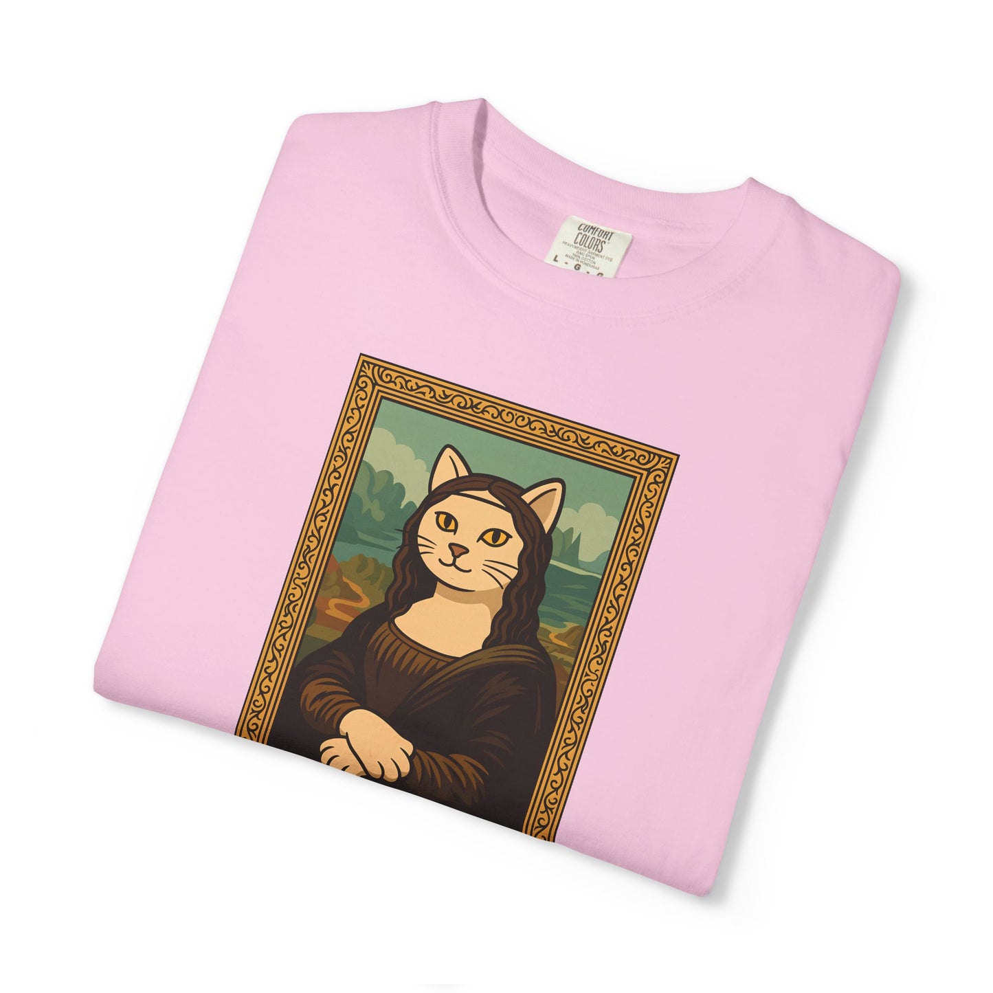 T-Shirt: Meow Mona Lisa - Cat Art Parody Graphic Tee - Leonardo da Vinci-Inspired Unisex Shirt for Cat Lovers and Art Fans