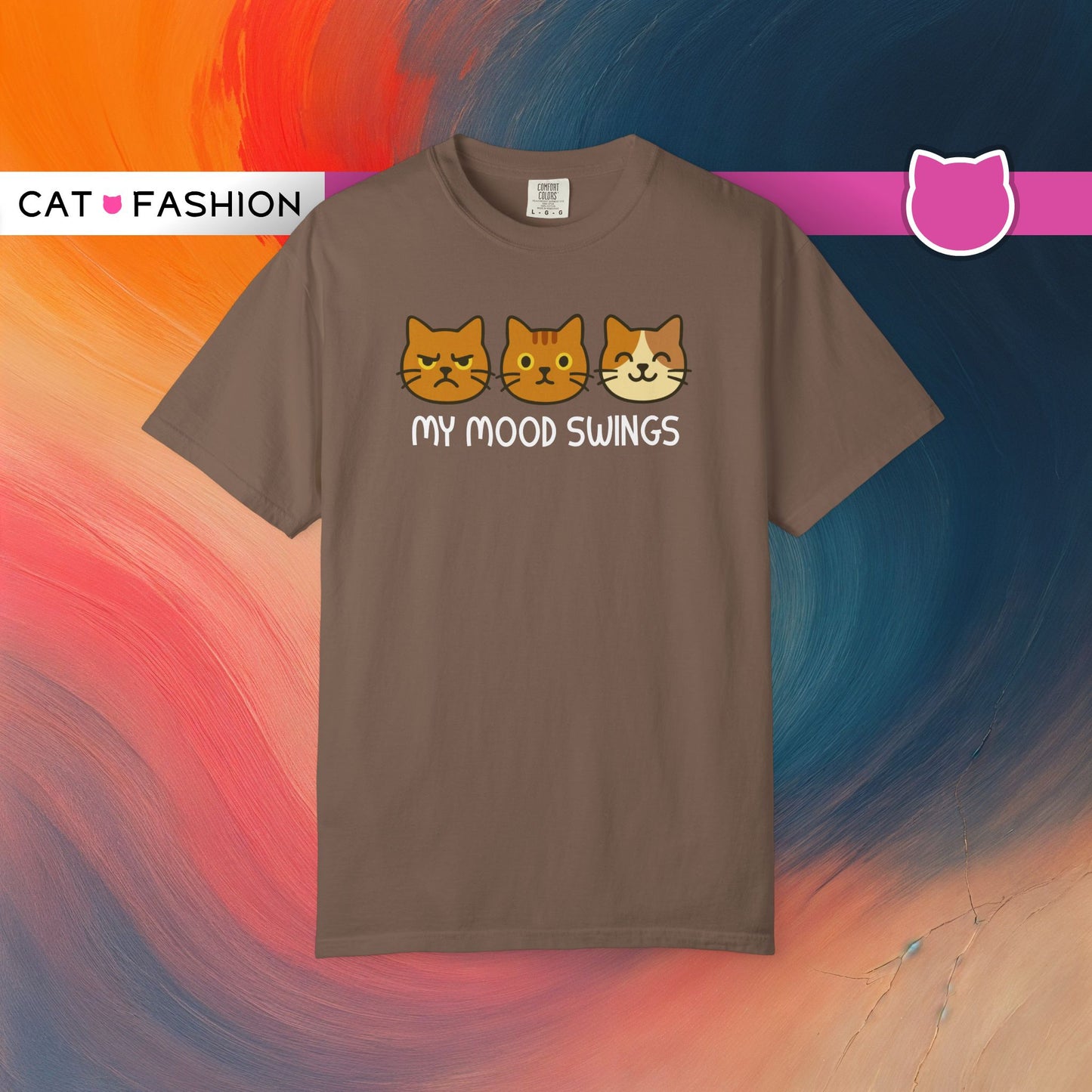 T-Shirt: My Mood Swings - Funny Cat Faces Graphic Tee - Cute Emotional Expression Shirt for Cat Lovers & Everyday Feels