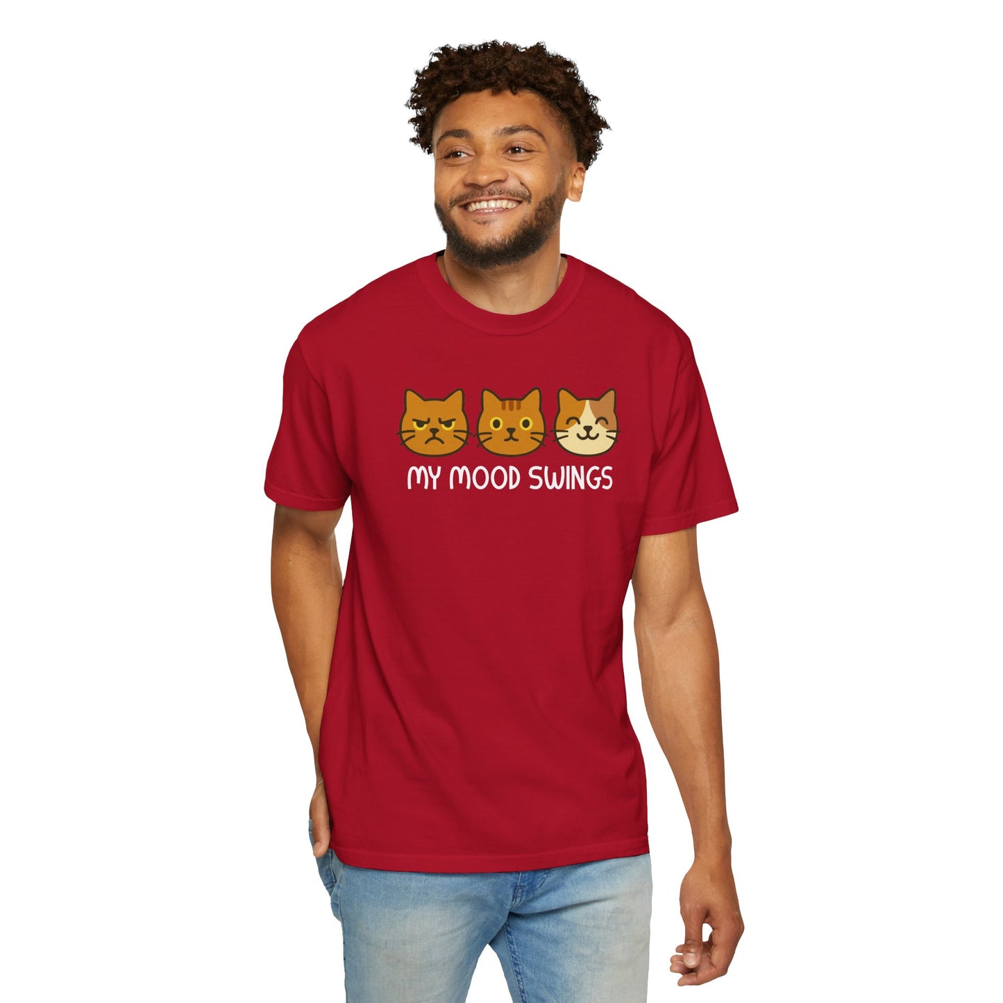 T-Shirt: My Mood Swings - Funny Cat Faces Graphic Tee - Cute Emotional Expression Shirt for Cat Lovers & Everyday Feels