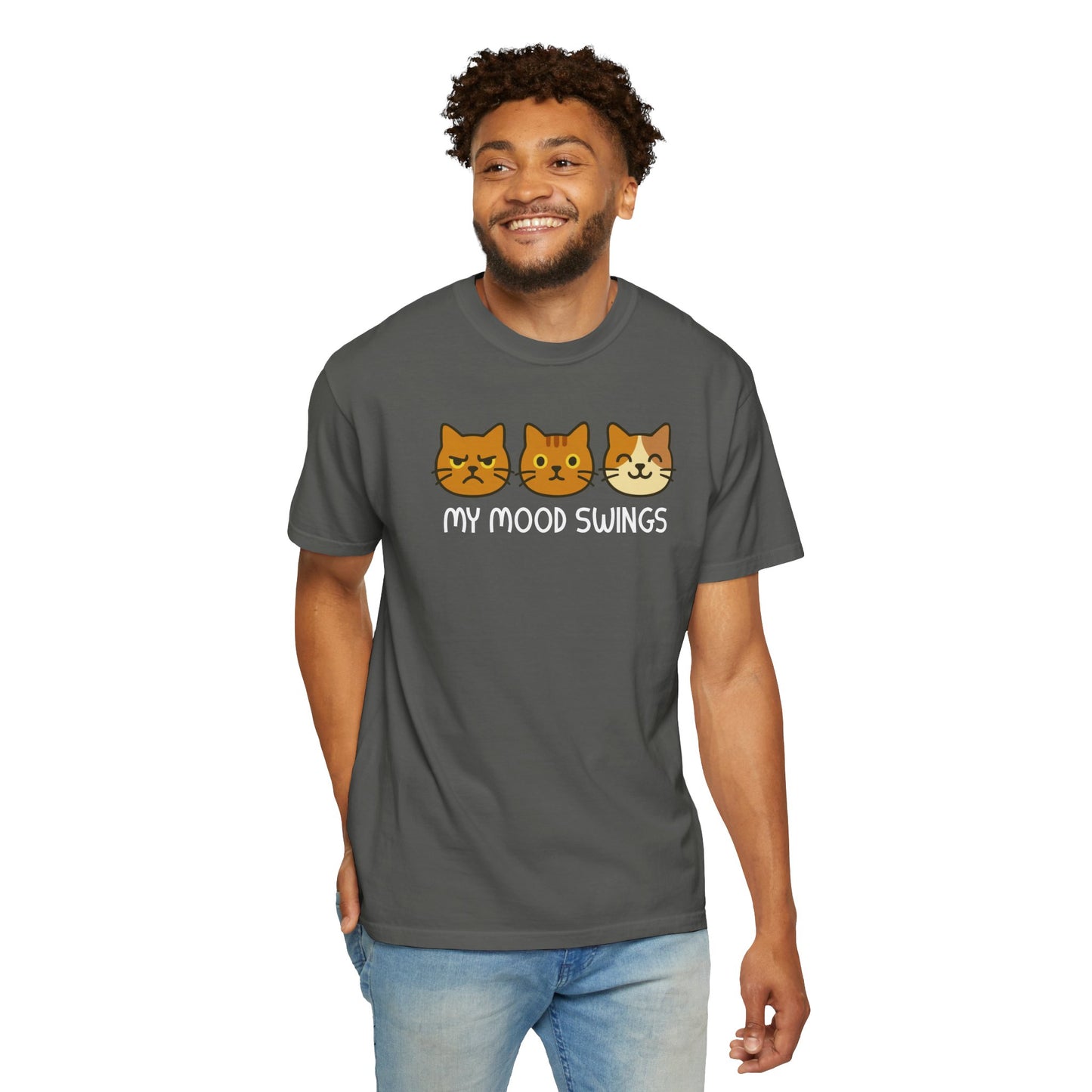 T-Shirt: My Mood Swings - Funny Cat Faces Graphic Tee - Cute Emotional Expression Shirt for Cat Lovers & Everyday Feels