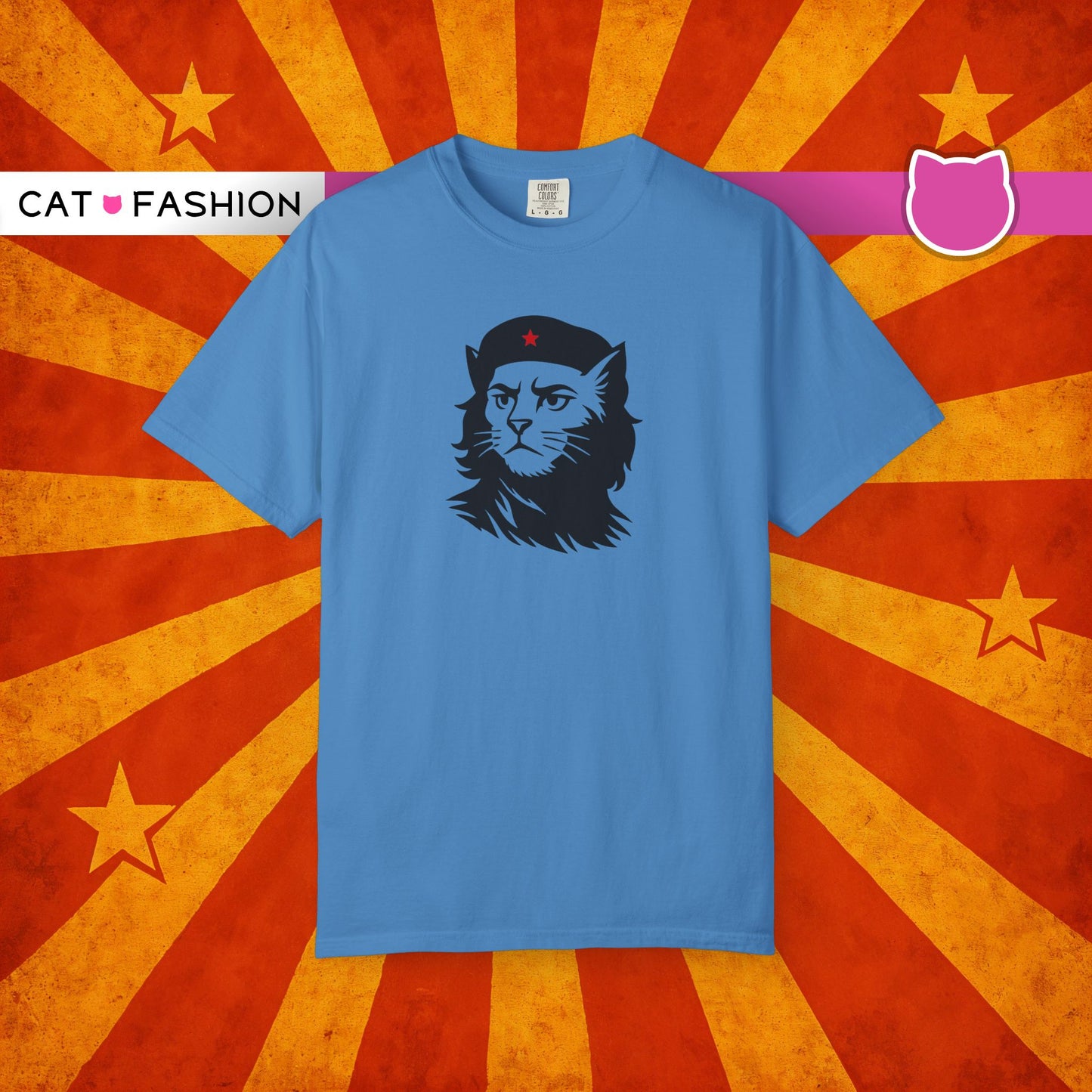 T-Shirt: Revolutionary Cat - Funny Che-Inspired Graphic Tee - Iconic Unisex Shirt for Cat Lovers and Political Satire Fans
