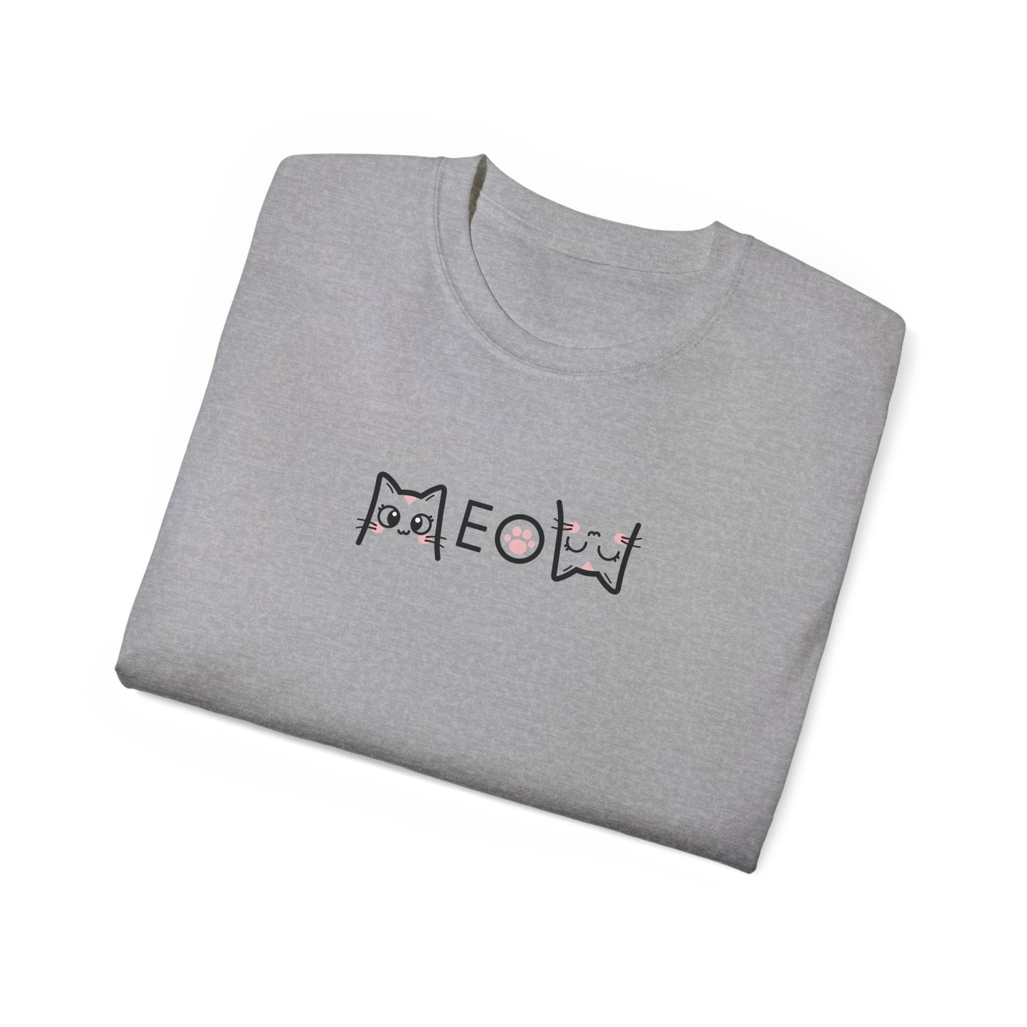 T-Shirt: Simple MEOW – Minimalist Cat Lettering Graphic Tee – Cute Unisex Shirt for Everyday Casual Style