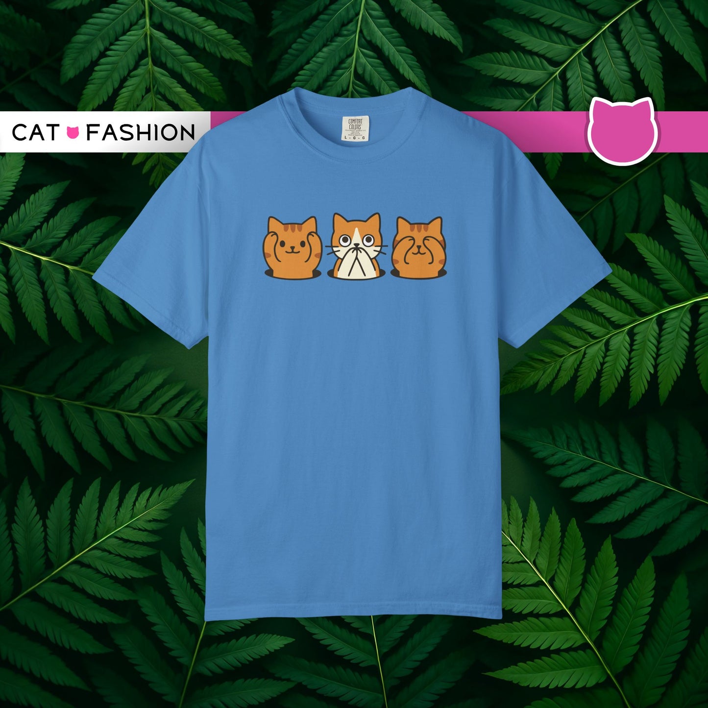 T-Shirt: Three Wise Cats - Funny See No Evil, Hear No Evil, Speak No Evil Kitty Tee - Cute Unisex Shirt for Cat Lovers