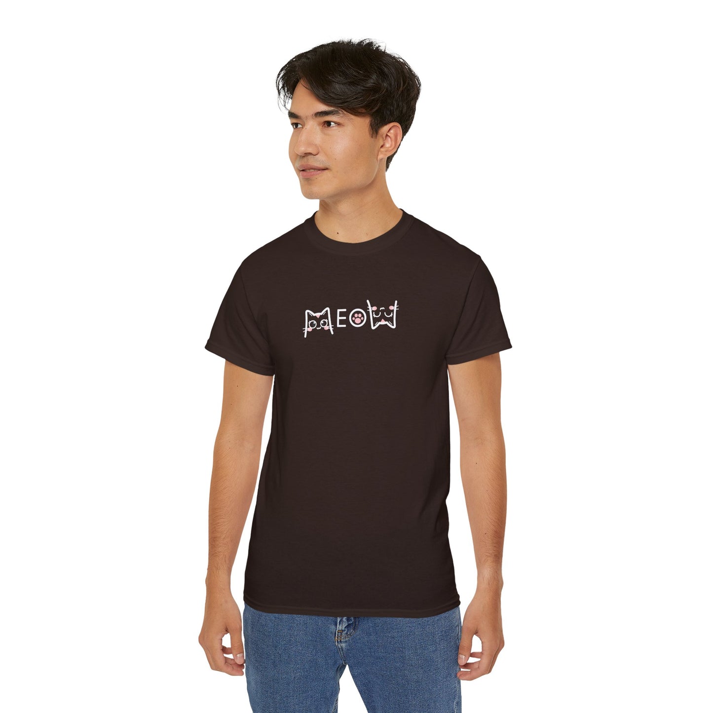T-Shirt: Simple MEOW – Minimalist Cat Lettering Graphic Tee – Cute Unisex Shirt for Everyday Casual Style