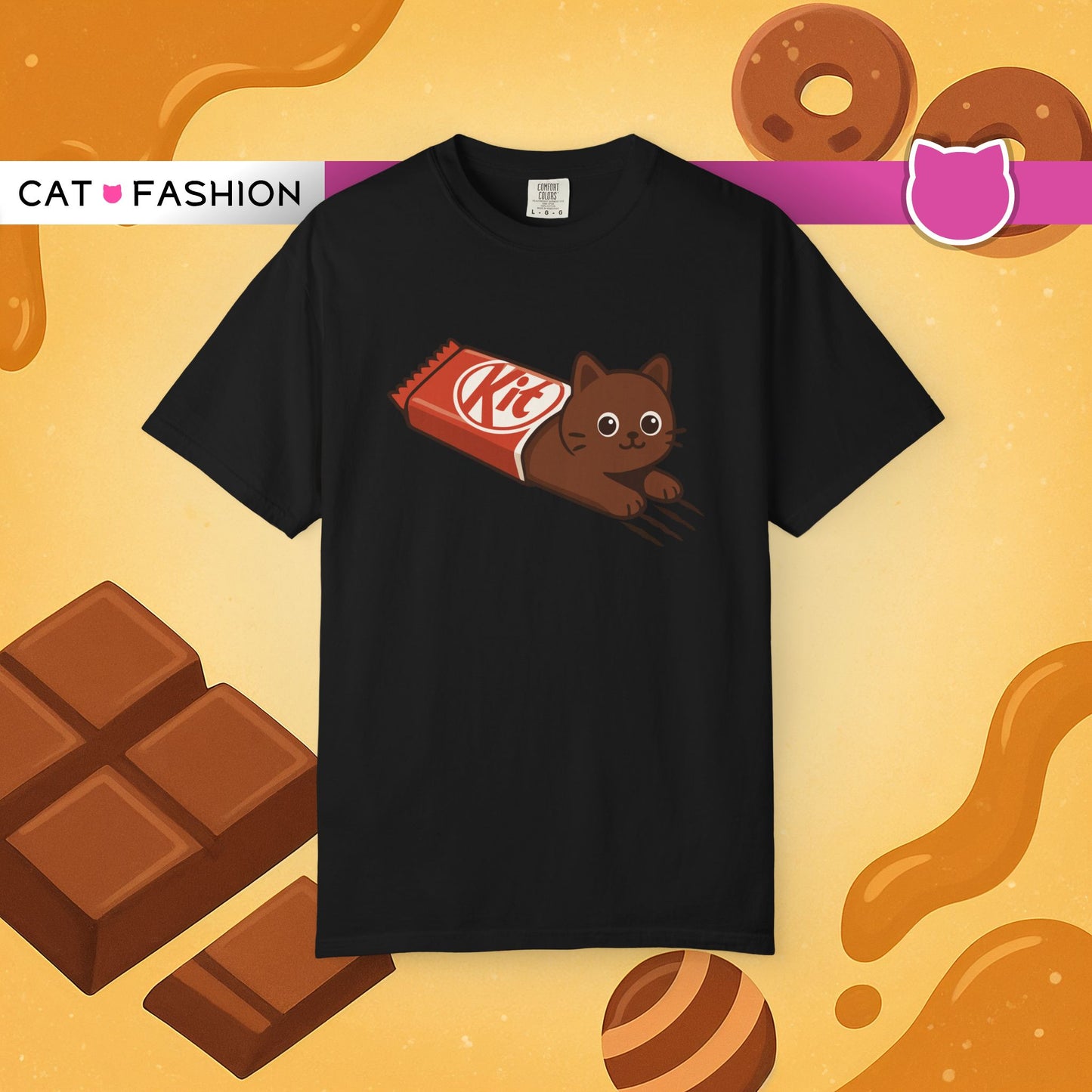 T-Shirt: KitCat Chocolate – Funny Kitten & Candy Bar Graphic Tee – Cute Cat Meme Shirt