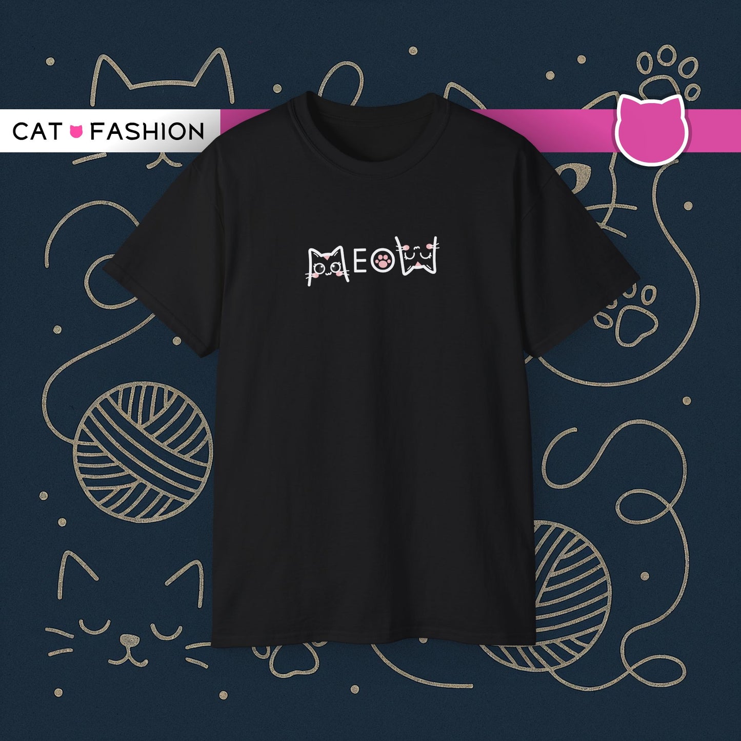 T-Shirt: Simple MEOW – Minimalist Cat Lettering Graphic Tee – Cute Unisex Shirt for Everyday Casual Style