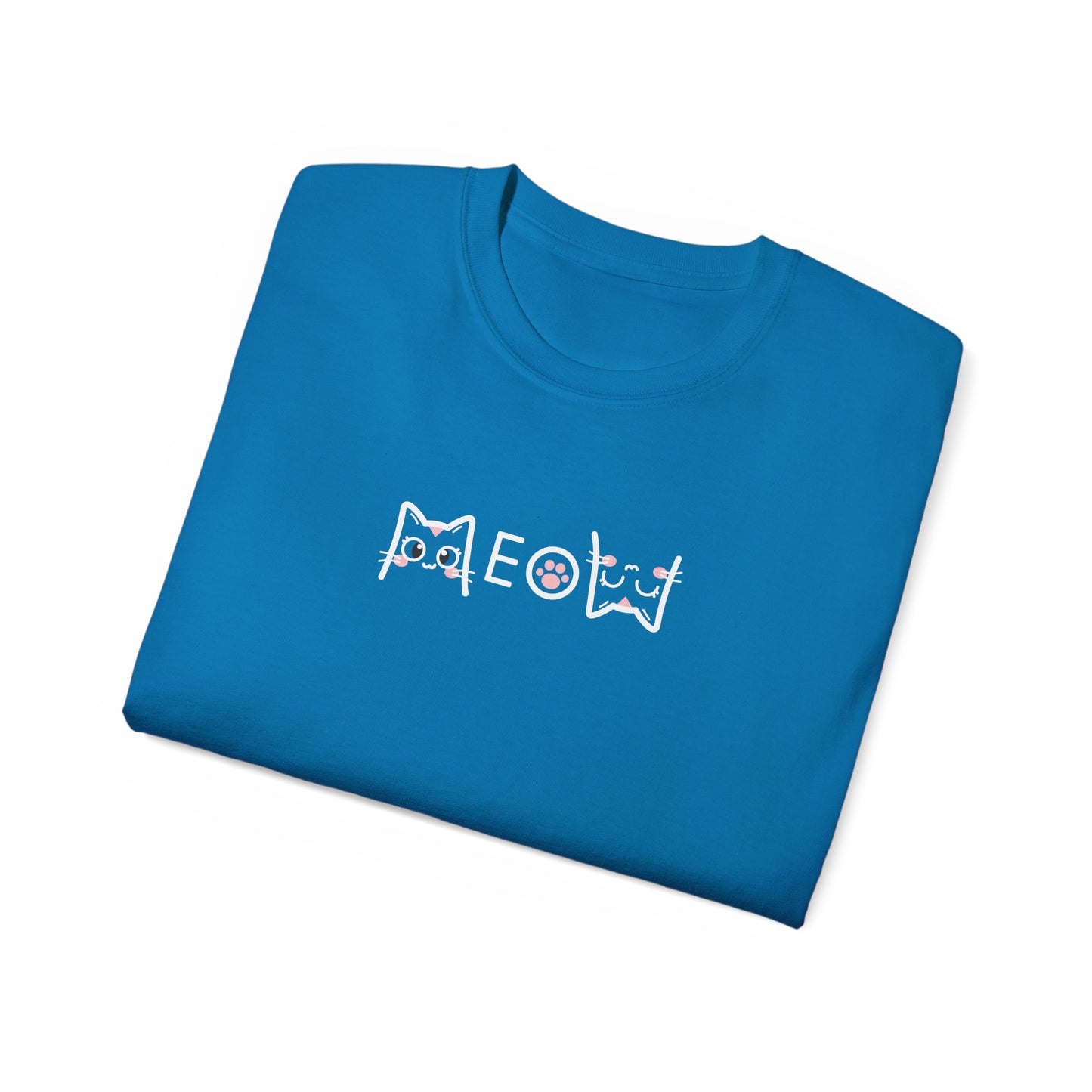 T-Shirt: Simple MEOW – Minimalist Cat Lettering Graphic Tee – Cute Unisex Shirt for Everyday Casual Style