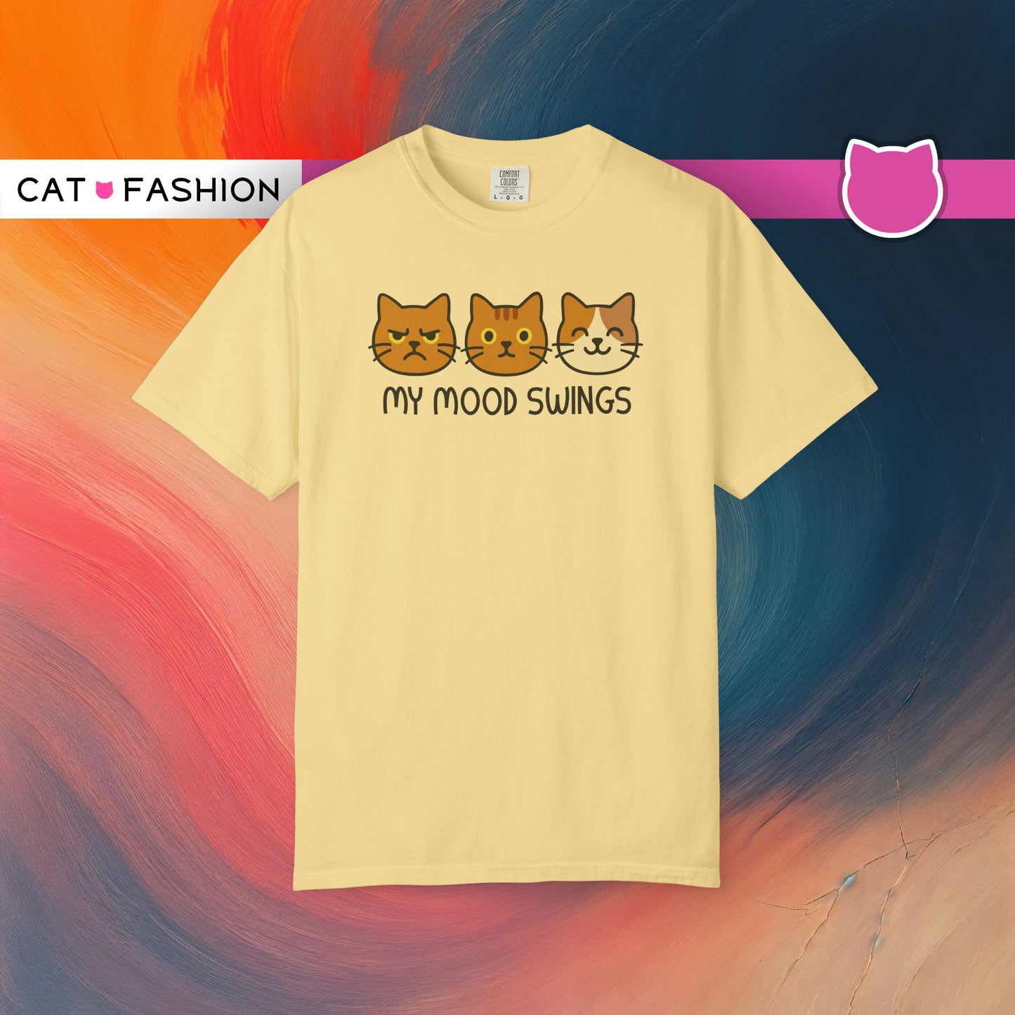 T-Shirt: My Mood Swings - Funny Cat Faces Graphic Tee - Cute Emotional Expression Shirt for Cat Lovers & Everyday Feels