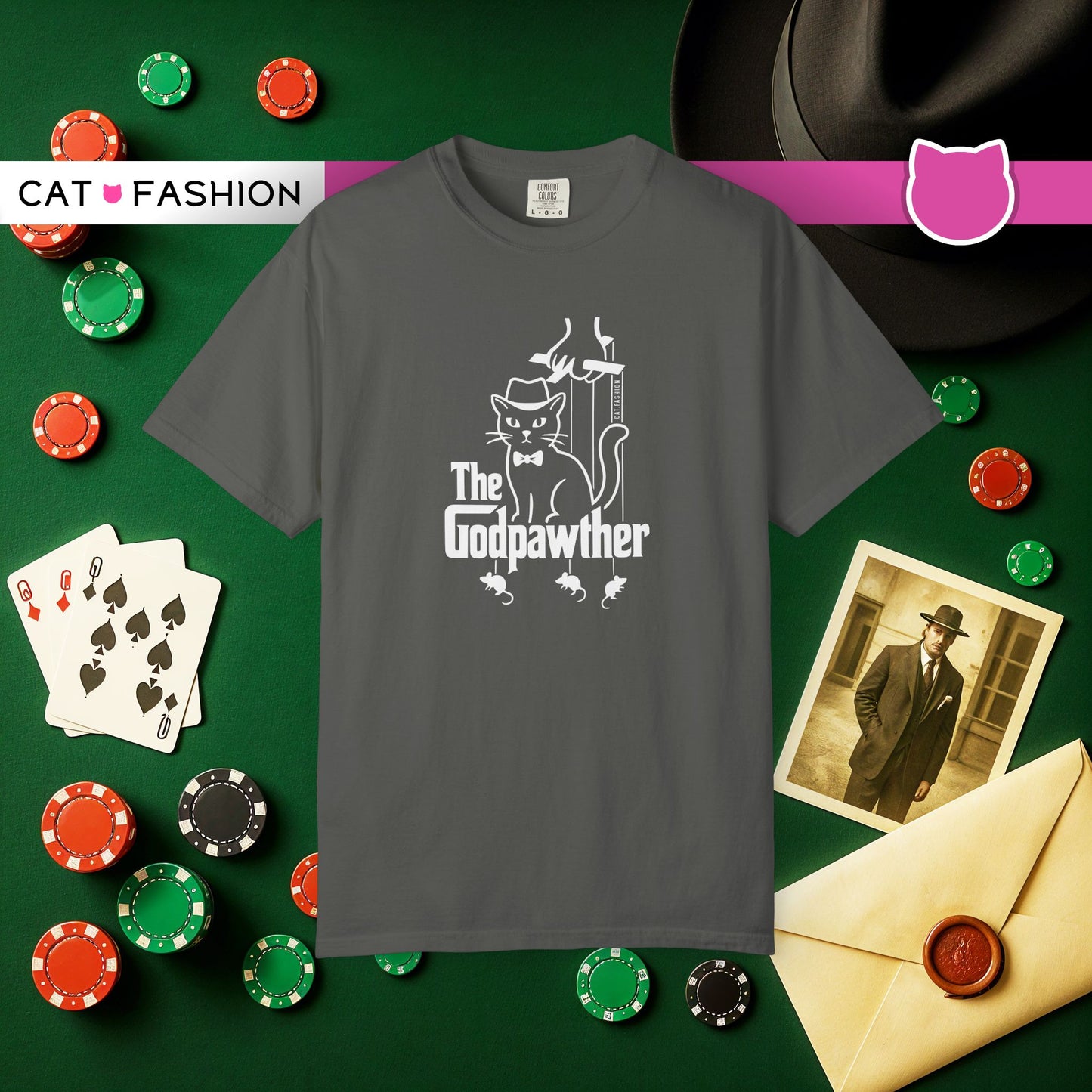 T-Shirt: The Godpawther – Funny Cat Mafia Parody Graphic Tee – Cool Unisex Shirt for Cat Lovers & Movie Fans