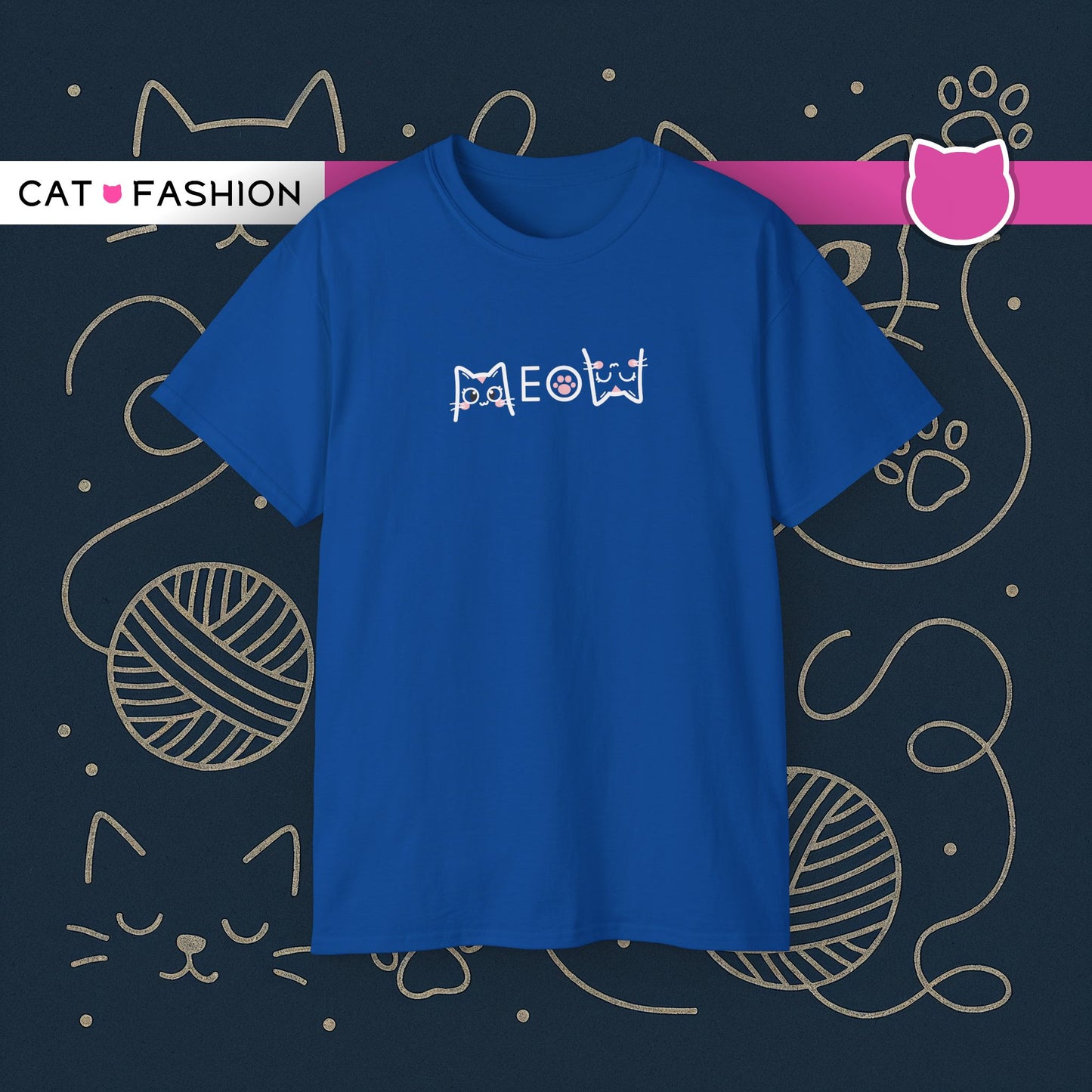 T-Shirt: Simple MEOW – Minimalist Cat Lettering Graphic Tee – Cute Unisex Shirt for Everyday Casual Style