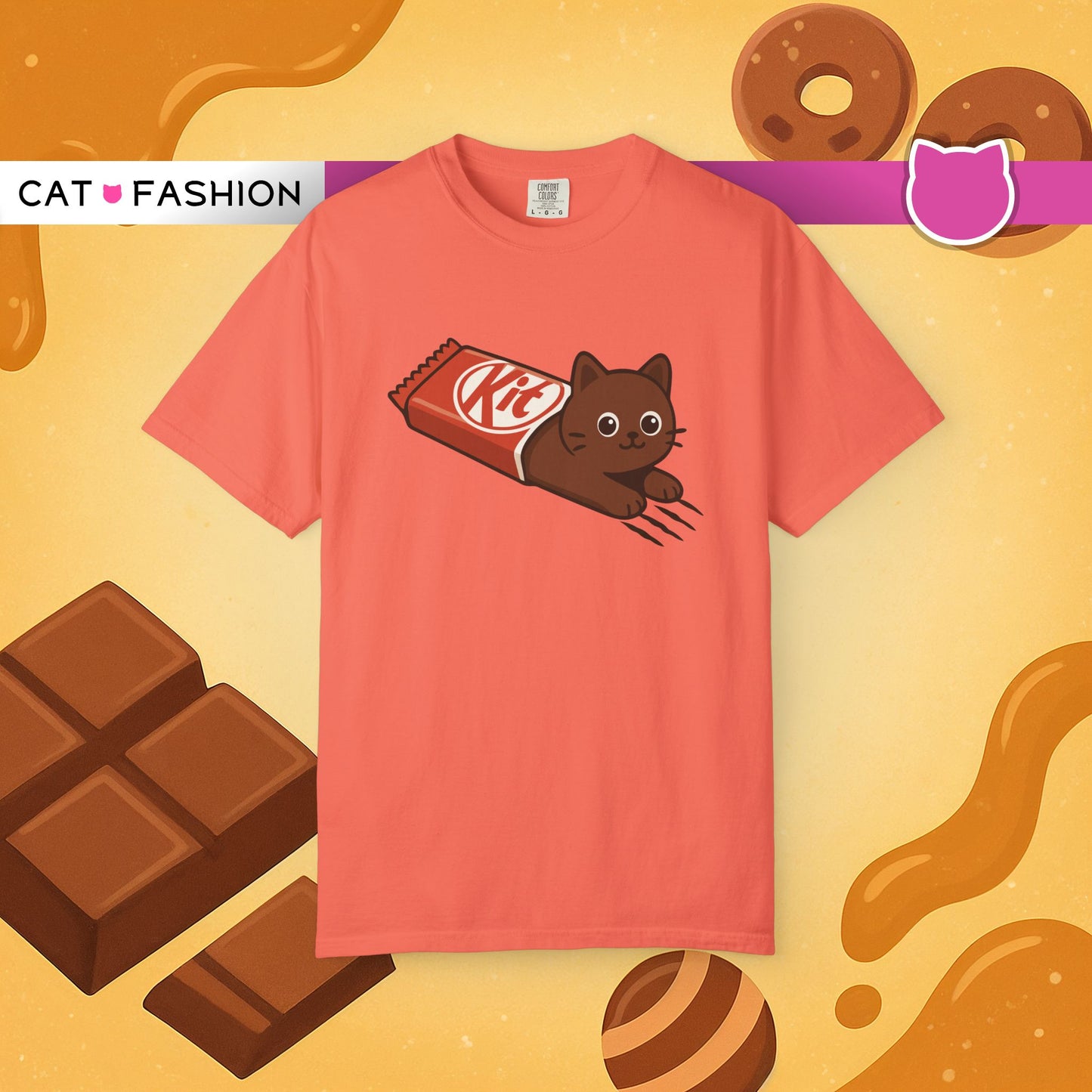 T-Shirt: KitCat Chocolate – Funny Kitten & Candy Bar Graphic Tee – Cute Cat Meme Shirt