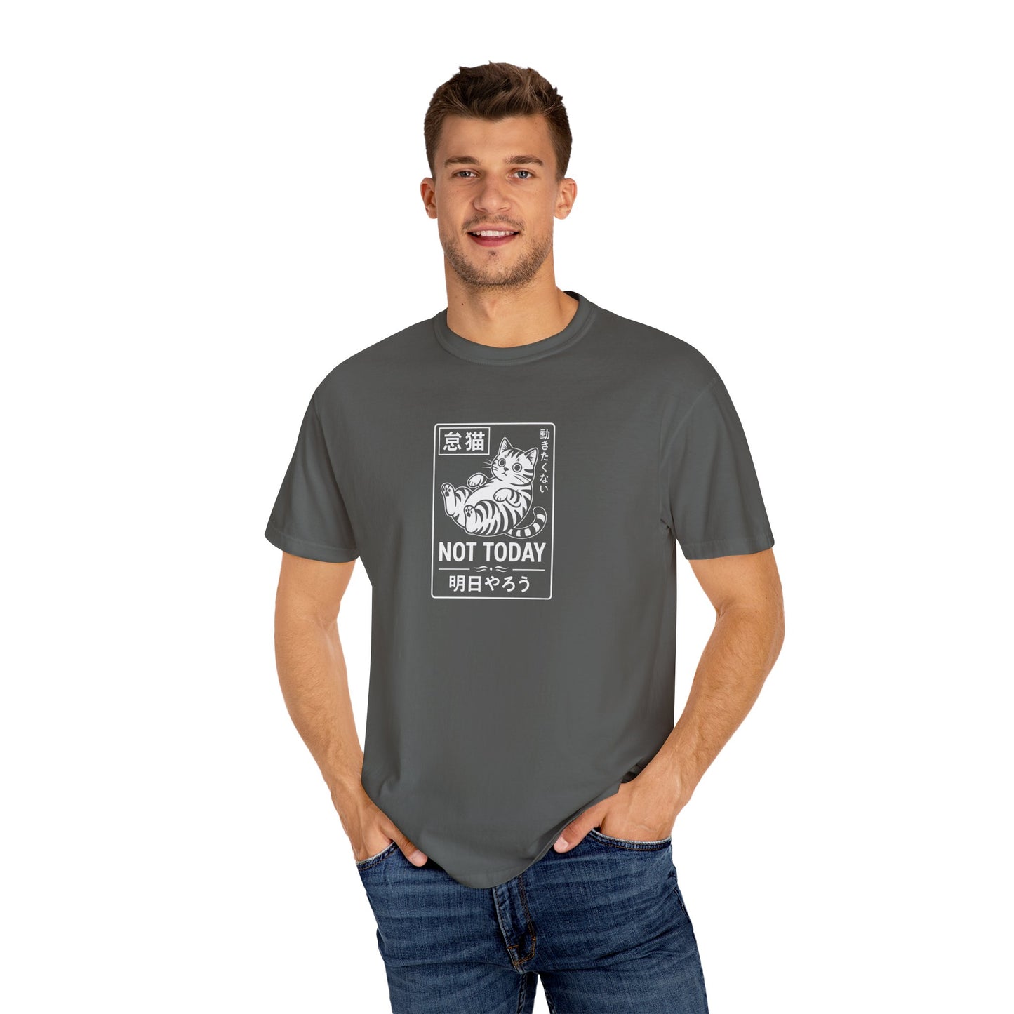 T-Shirt: Not Today Lazy Cat – Japanese Style Funny Cat Graphic Tee – Cool Unisex Shirt for Chill Vibes & Cat Lovers