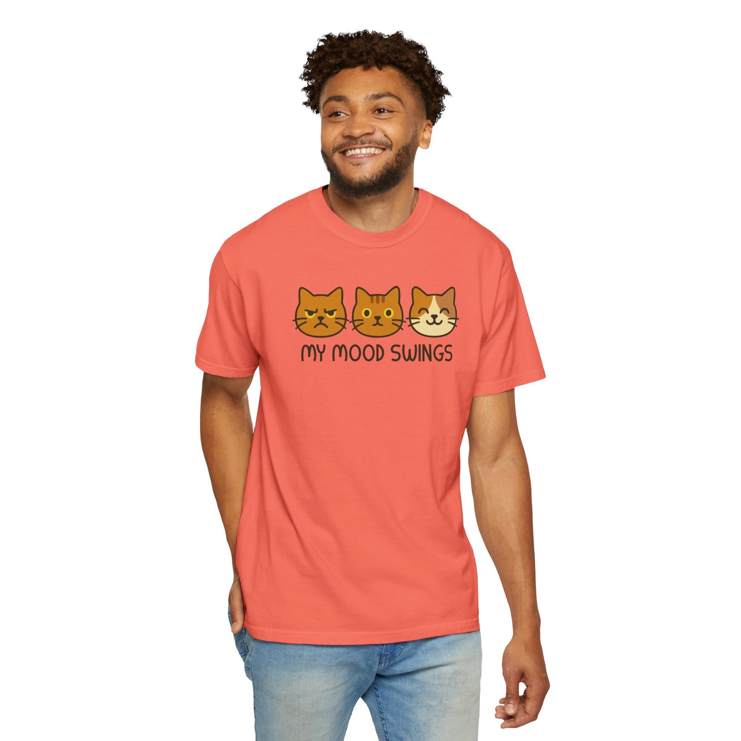 T-Shirt: My Mood Swings - Funny Cat Faces Graphic Tee - Cute Emotional Expression Shirt for Cat Lovers & Everyday Feels