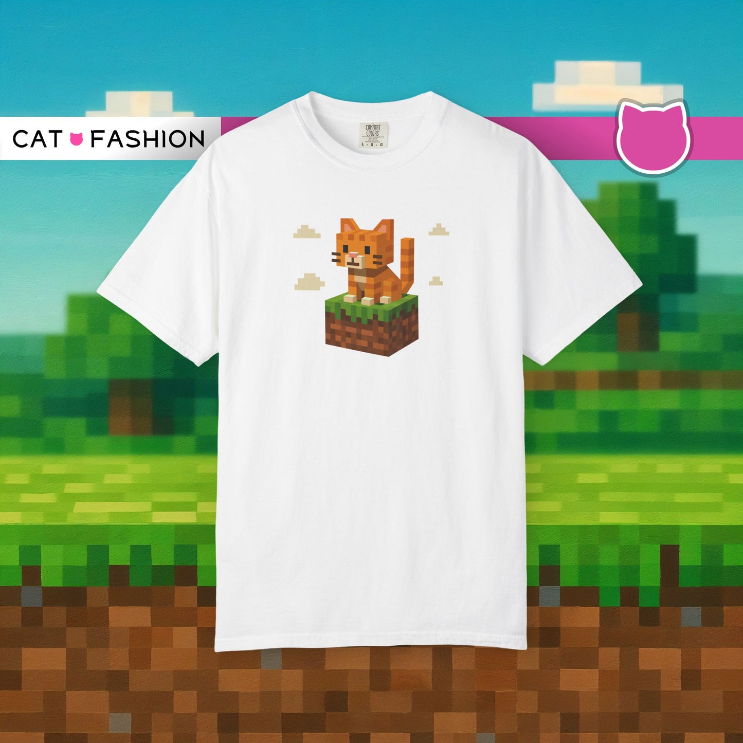 T-Shirt: Pixel Cat - Pixel Style Kitty Graphic Tee - Funny Unisex Shirt for Gamers and Cat Lovers with Retro Vibes