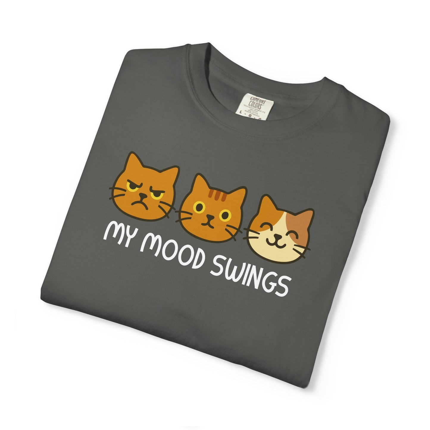 T-Shirt: My Mood Swings - Funny Cat Faces Graphic Tee - Cute Emotional Expression Shirt for Cat Lovers & Everyday Feels