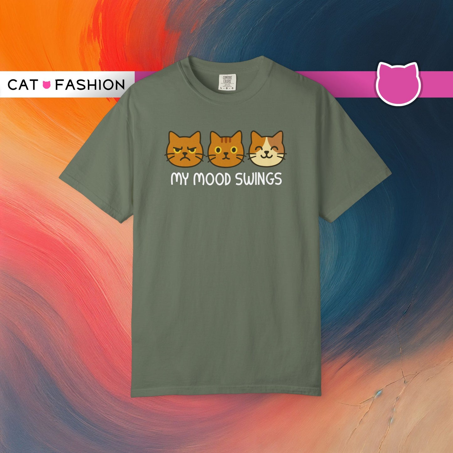 T-Shirt: My Mood Swings - Funny Cat Faces Graphic Tee - Cute Emotional Expression Shirt for Cat Lovers & Everyday Feels
