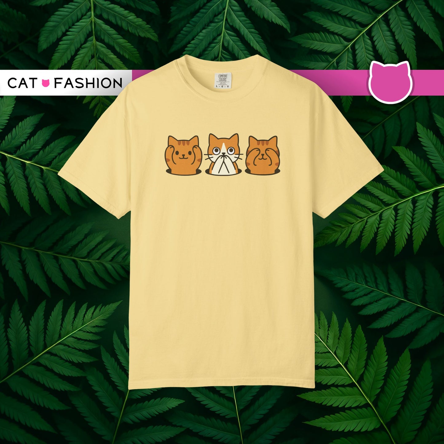 T-Shirt: Three Wise Cats - Funny See No Evil, Hear No Evil, Speak No Evil Kitty Tee - Cute Unisex Shirt for Cat Lovers