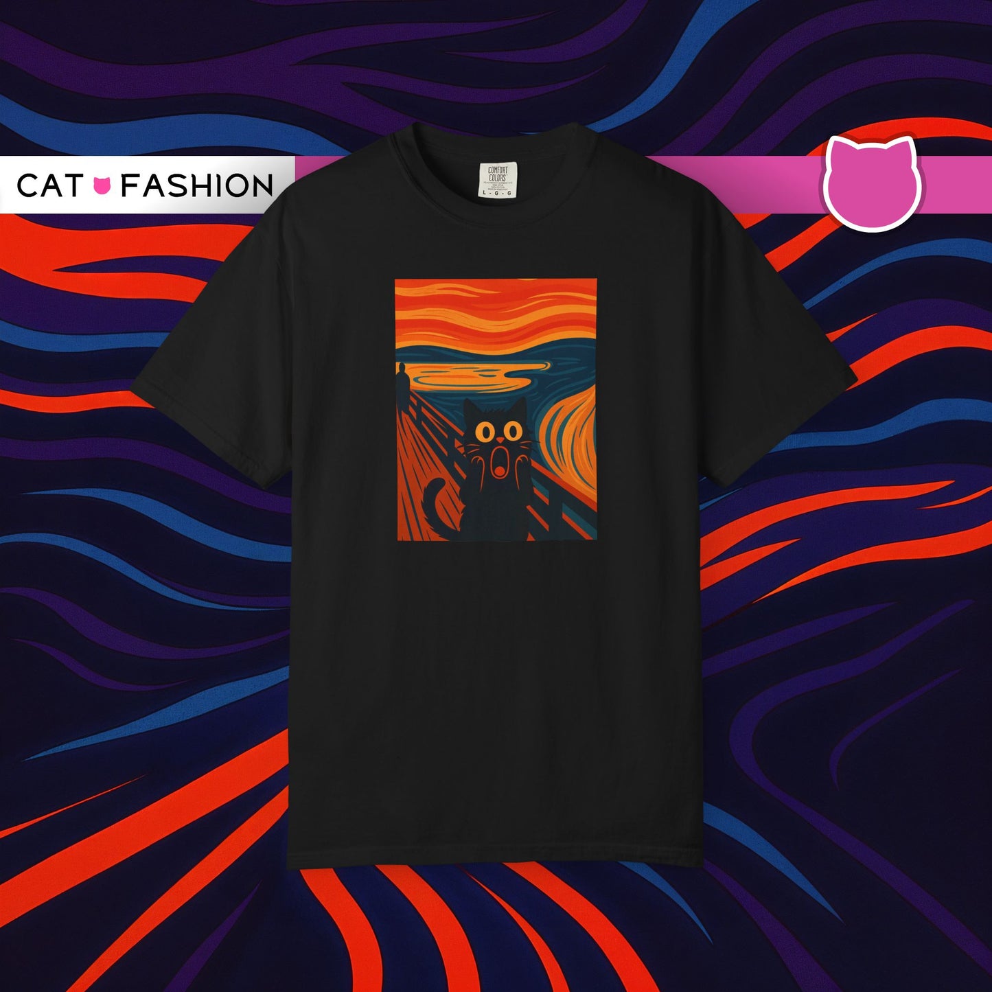 T-Shirt: The Screamed Cat - Funny Munch Scream Parody Tee - Bold Unisex Graphic Shirt for Art Fans and Cat Lovers
