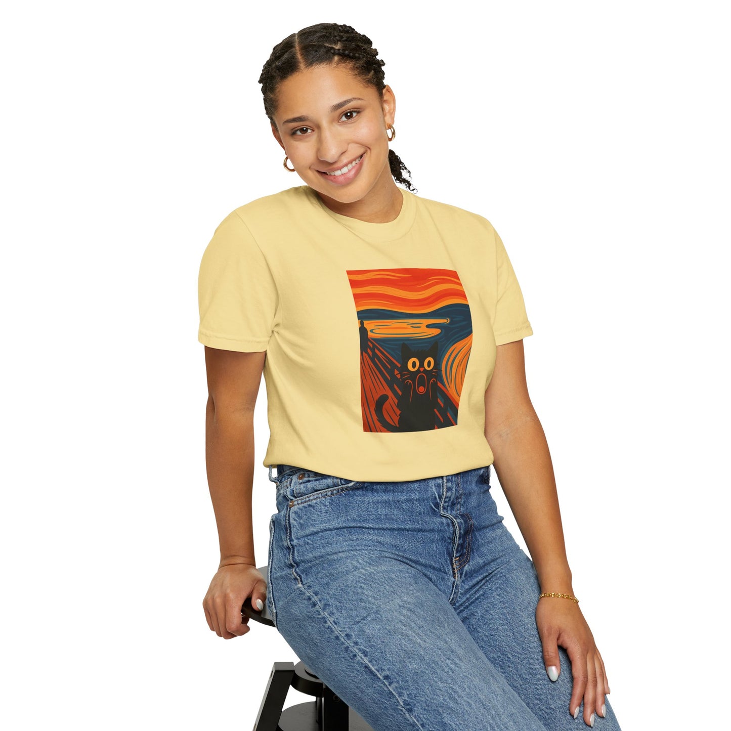 T-Shirt: The Screamed Cat - Funny Munch Scream Parody Tee - Bold Unisex Graphic Shirt for Art Fans and Cat Lovers