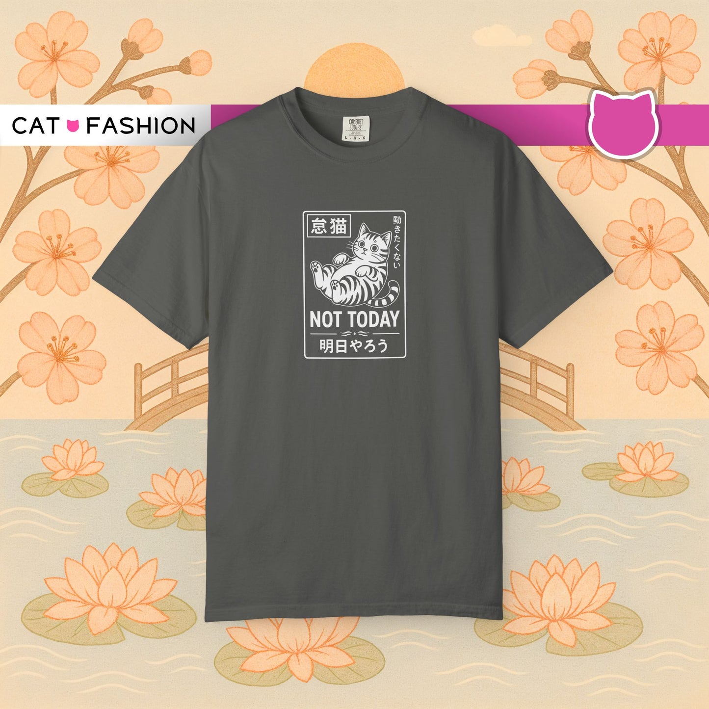 T-Shirt: Not Today Lazy Cat – Japanese Style Funny Cat Graphic Tee – Cool Unisex Shirt for Chill Vibes & Cat Lovers