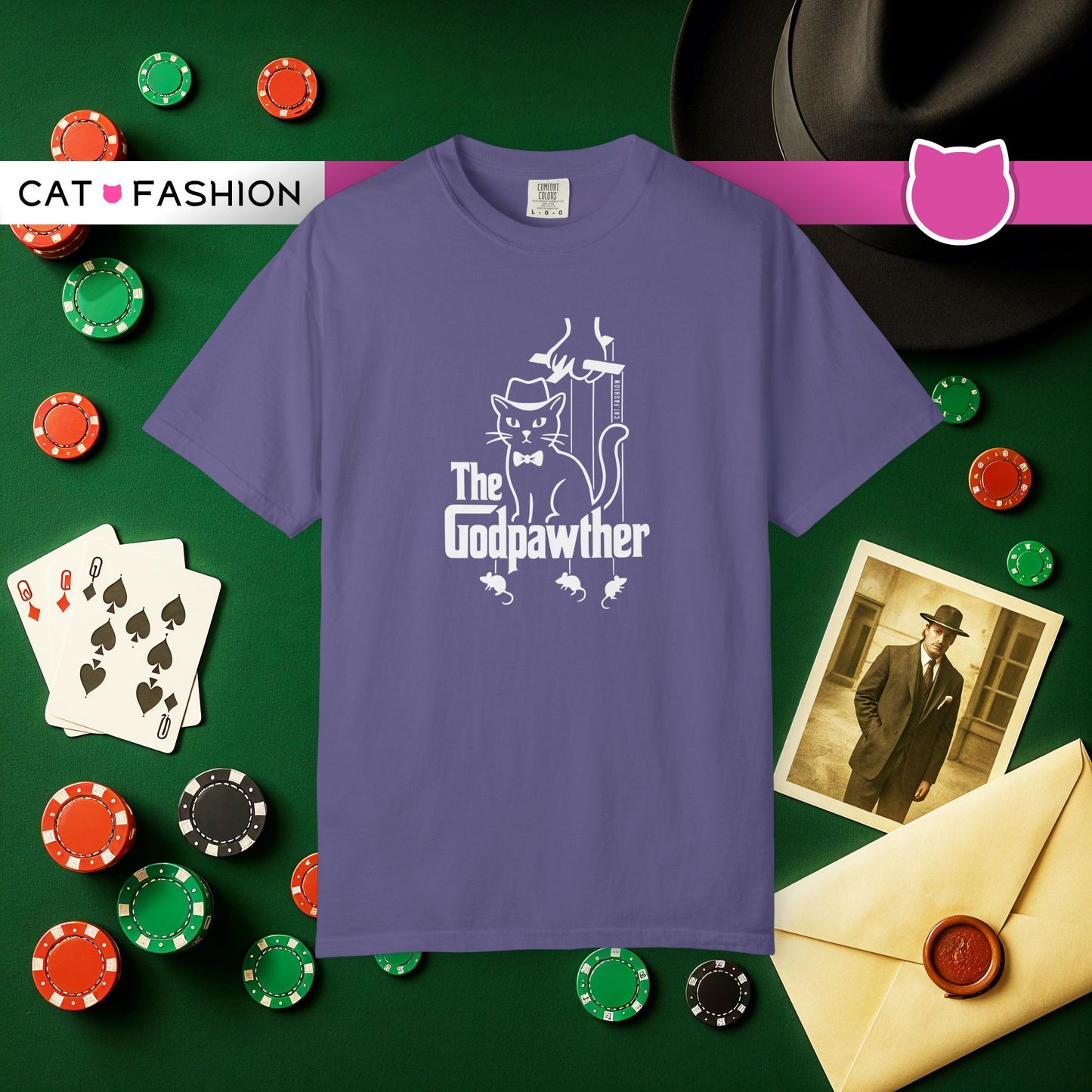 T-Shirt: The Godpawther – Funny Cat Mafia Parody Graphic Tee – Cool Unisex Shirt for Cat Lovers & Movie Fans
